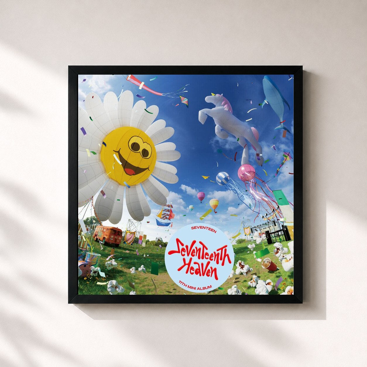 #noir Tableau carré de l'album SEVENTEENTH HEAVEN de SEVENTEEN, cadre noir 32x32 cm