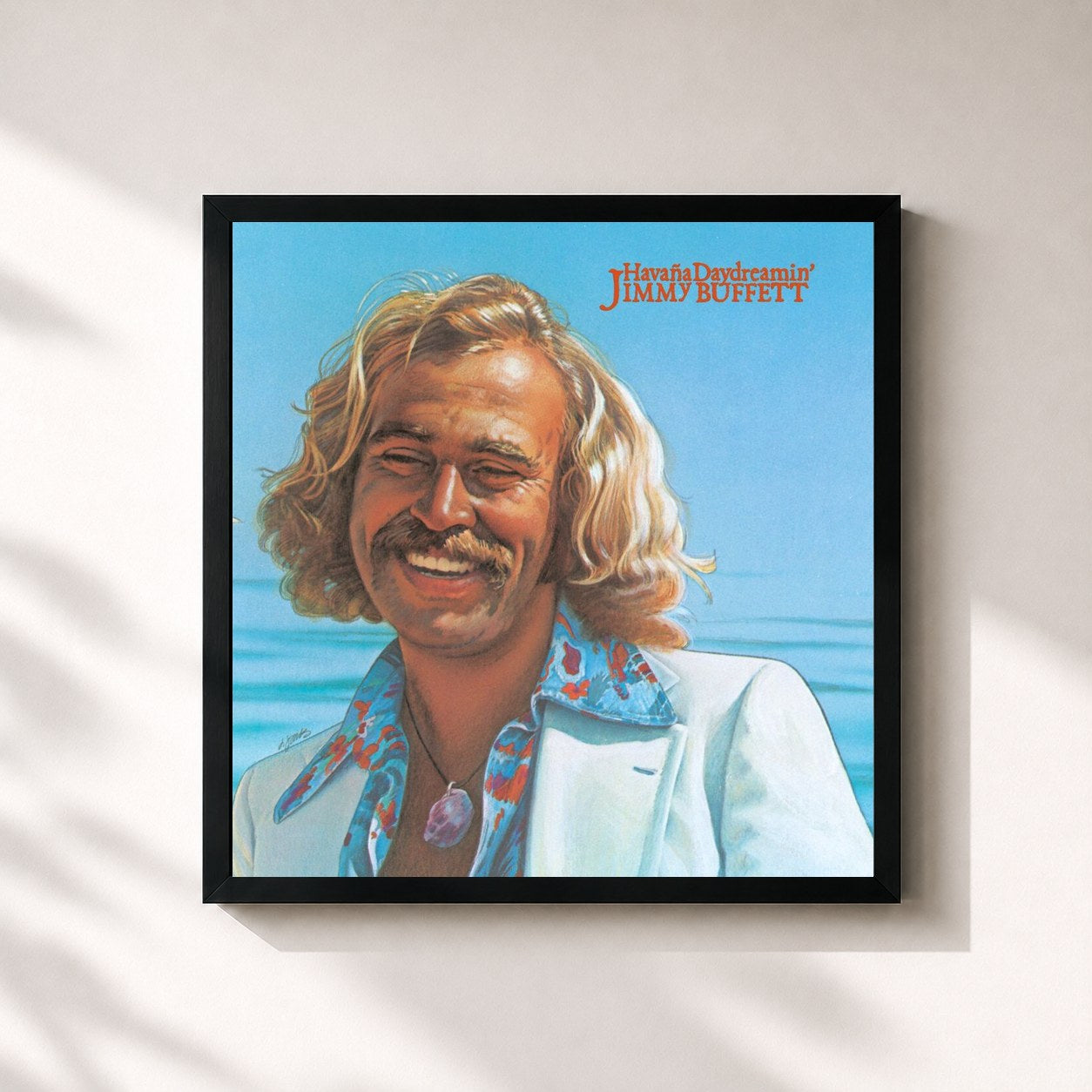 #noir Tableau carré de l'album Havana Daydreamin' de Jimmy Buffett, cadre noir 32x32 cm
