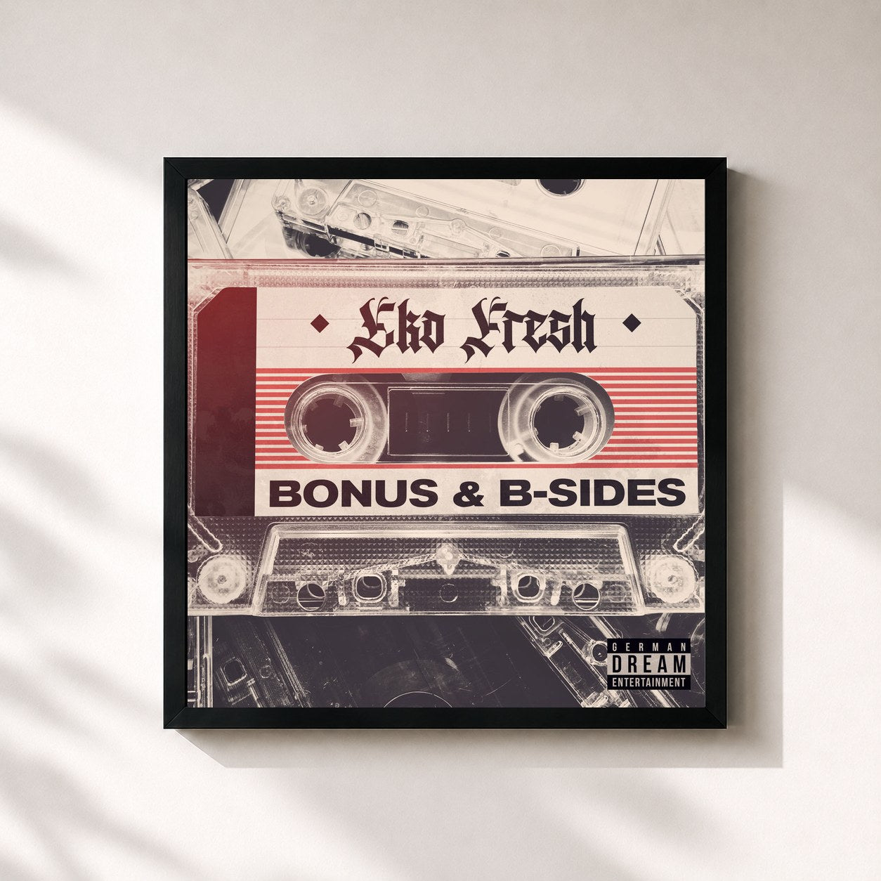 #noir Tableau carré de l'album Bonus & B-Sides de Eko Fresh, cadre noir 32x32 cm