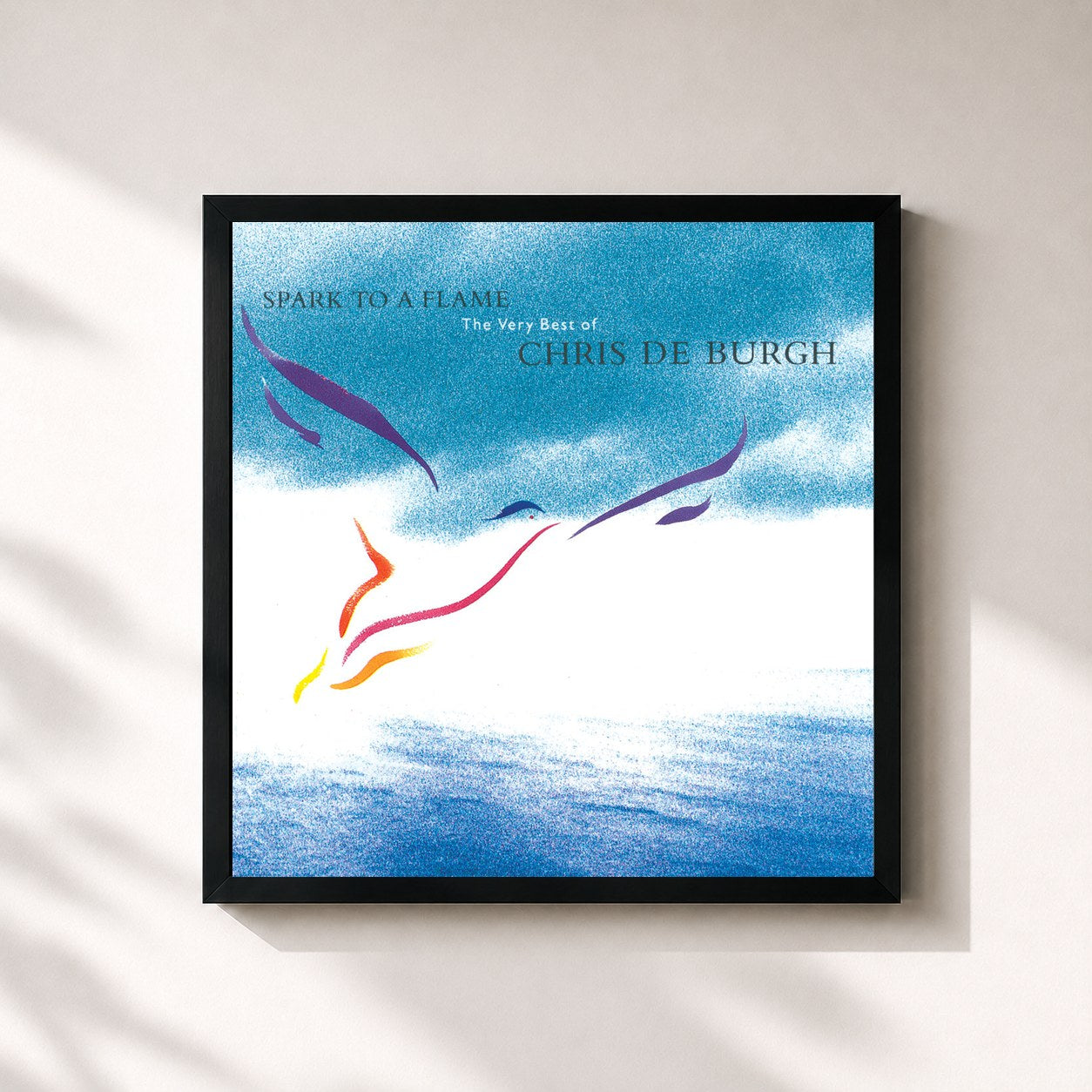#noir Tableau carré de l'album Spark To A Flame de Chris de Burgh, cadre noir 32x32 cm