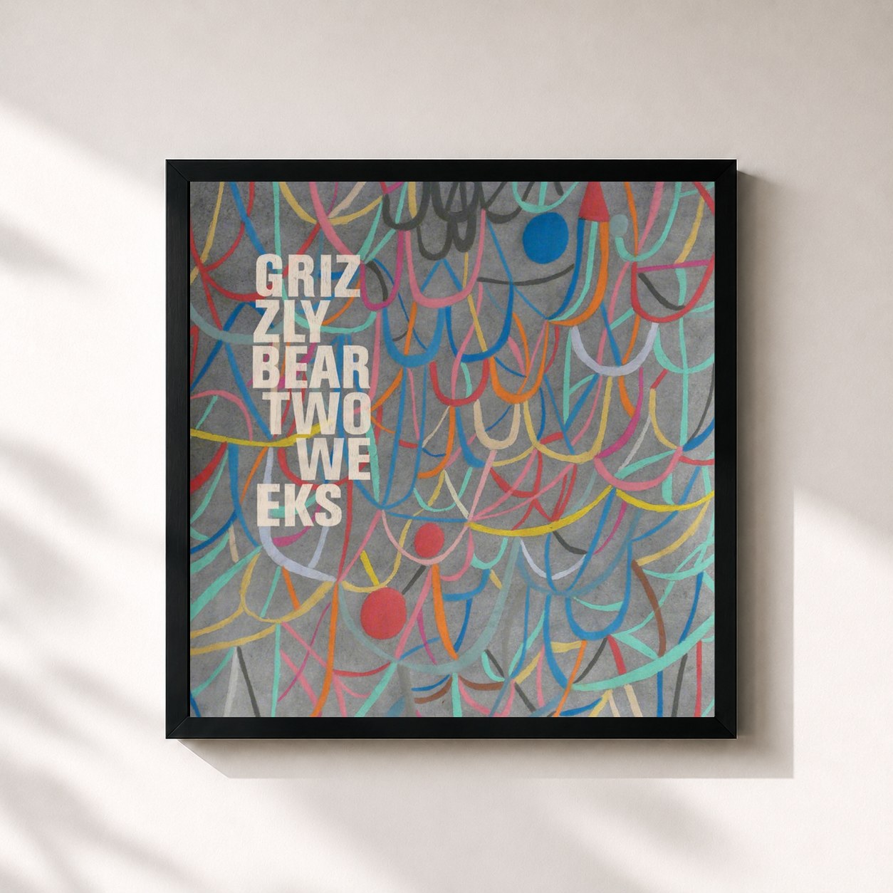 #noir Tableau carré de l'album Two Weeks de Grizzly Bear, cadre noir 32x32 cm