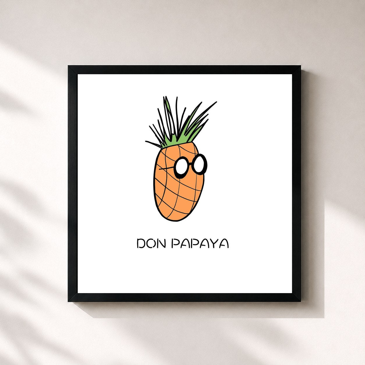 #noir Tableau carré de l'album Don Papaya de Don Patricio, cadre noir 32x32 cm