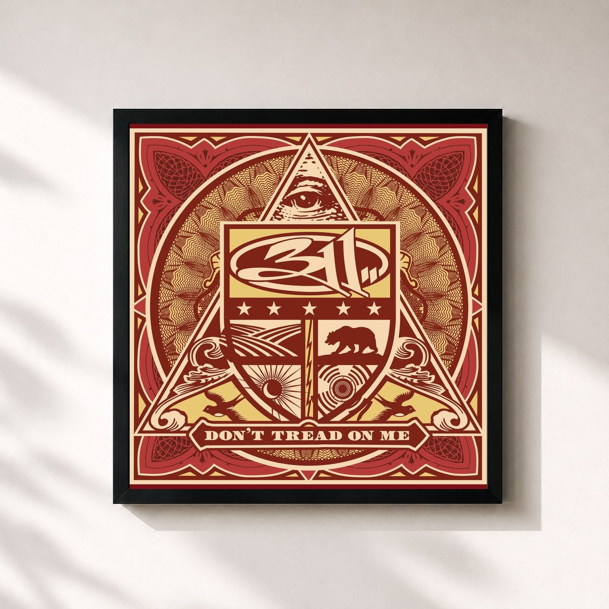 #noir Tableau carré de l'album Don't Tread On Me de 311, cadre noir 32x32 cm