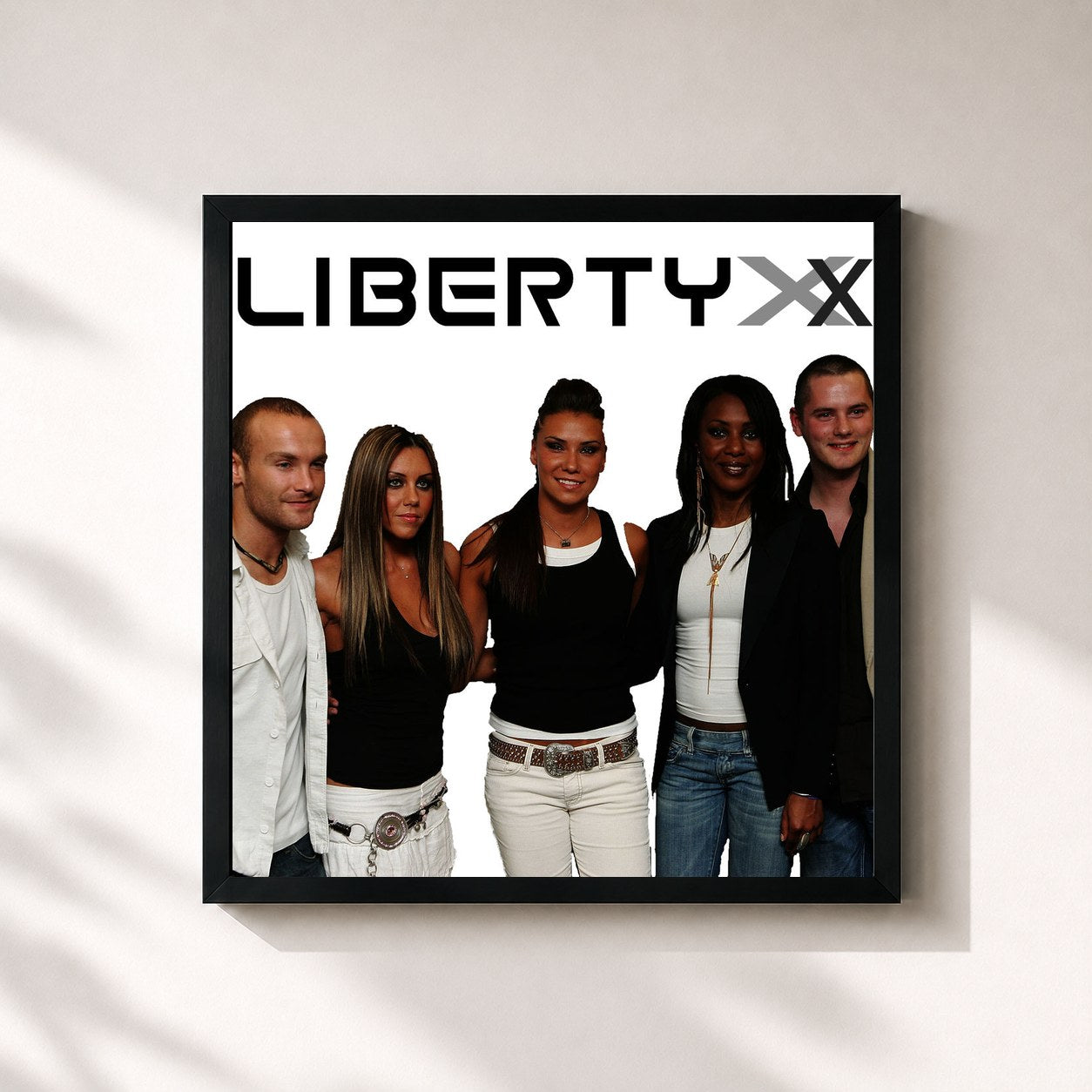 #noir Tableau carré de l'album X de Liberty X, cadre noir 32x32 cm