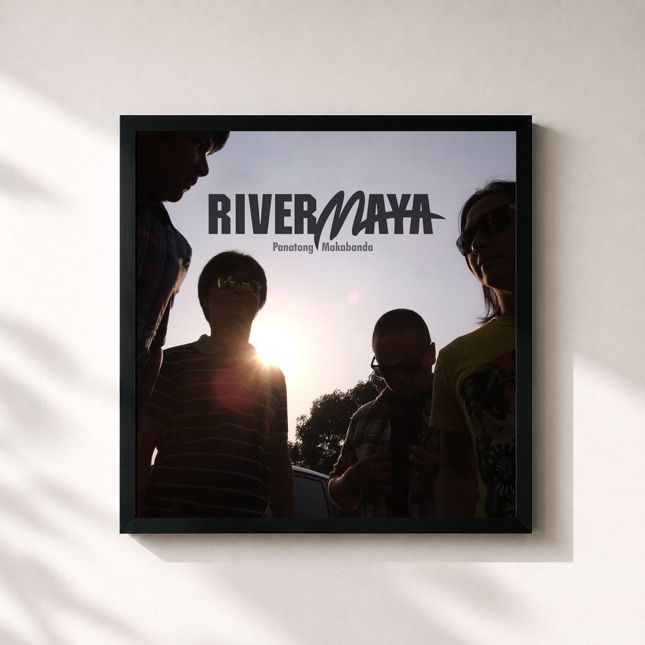 #noir Tableau carré de l'album Panatang Makabanda de Rivermaya, cadre noir 32x32 cm