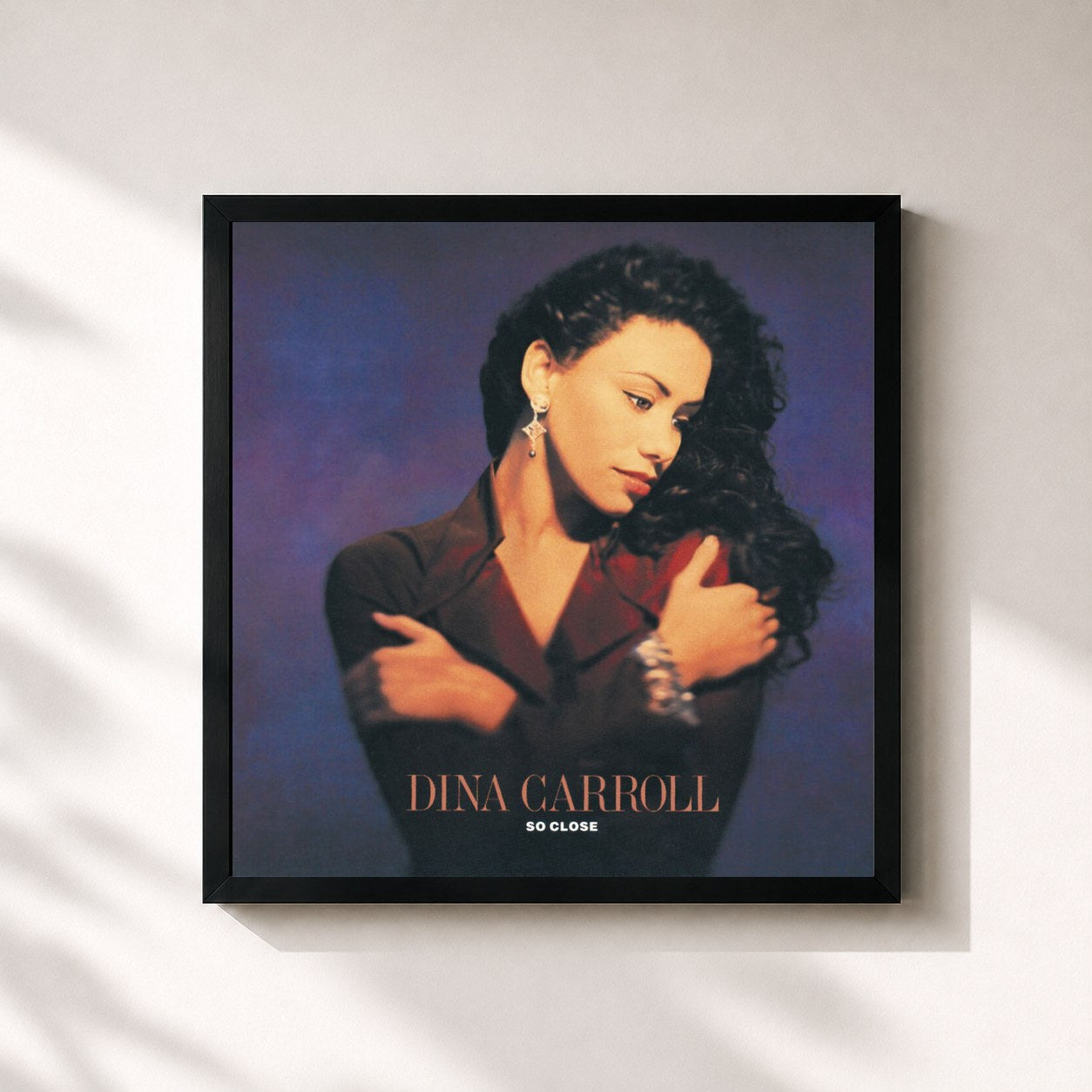 #noir Tableau carré de l'album So Close de Dina Carroll, cadre noir 32x32 cm