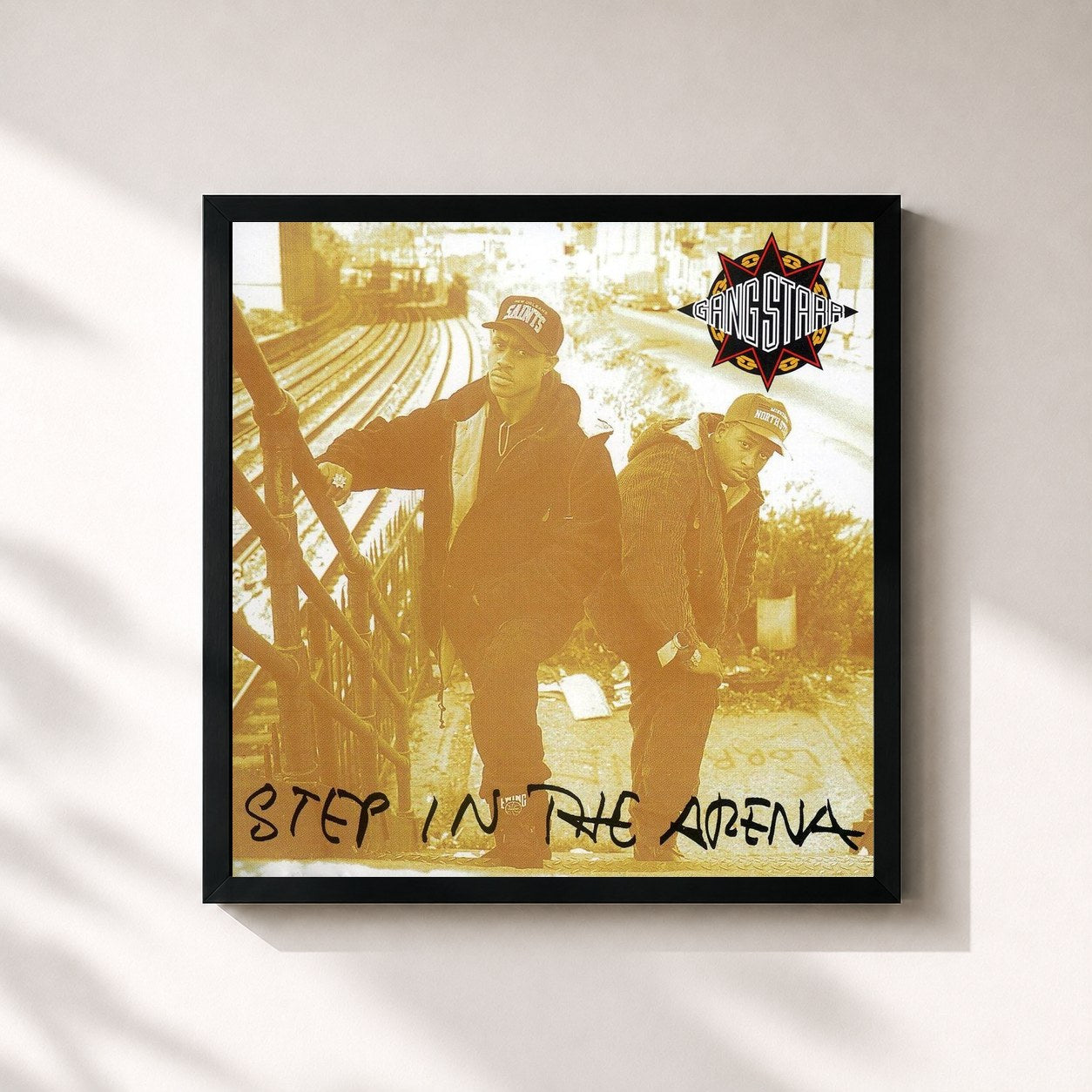 #noir Tableau carré de l'album Step In The Arena de Gang Starr, cadre noir 32x32 cm
