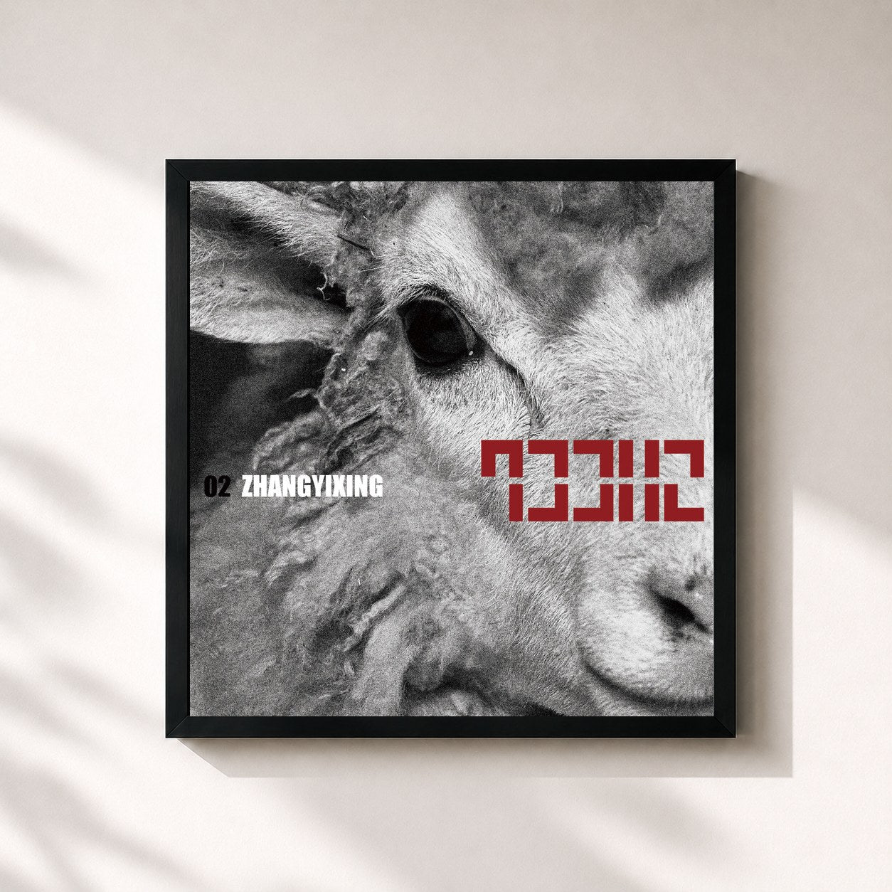 #noir Tableau carré de l'album LAY 02 SHEEP de LAY, cadre noir 32x32 cm