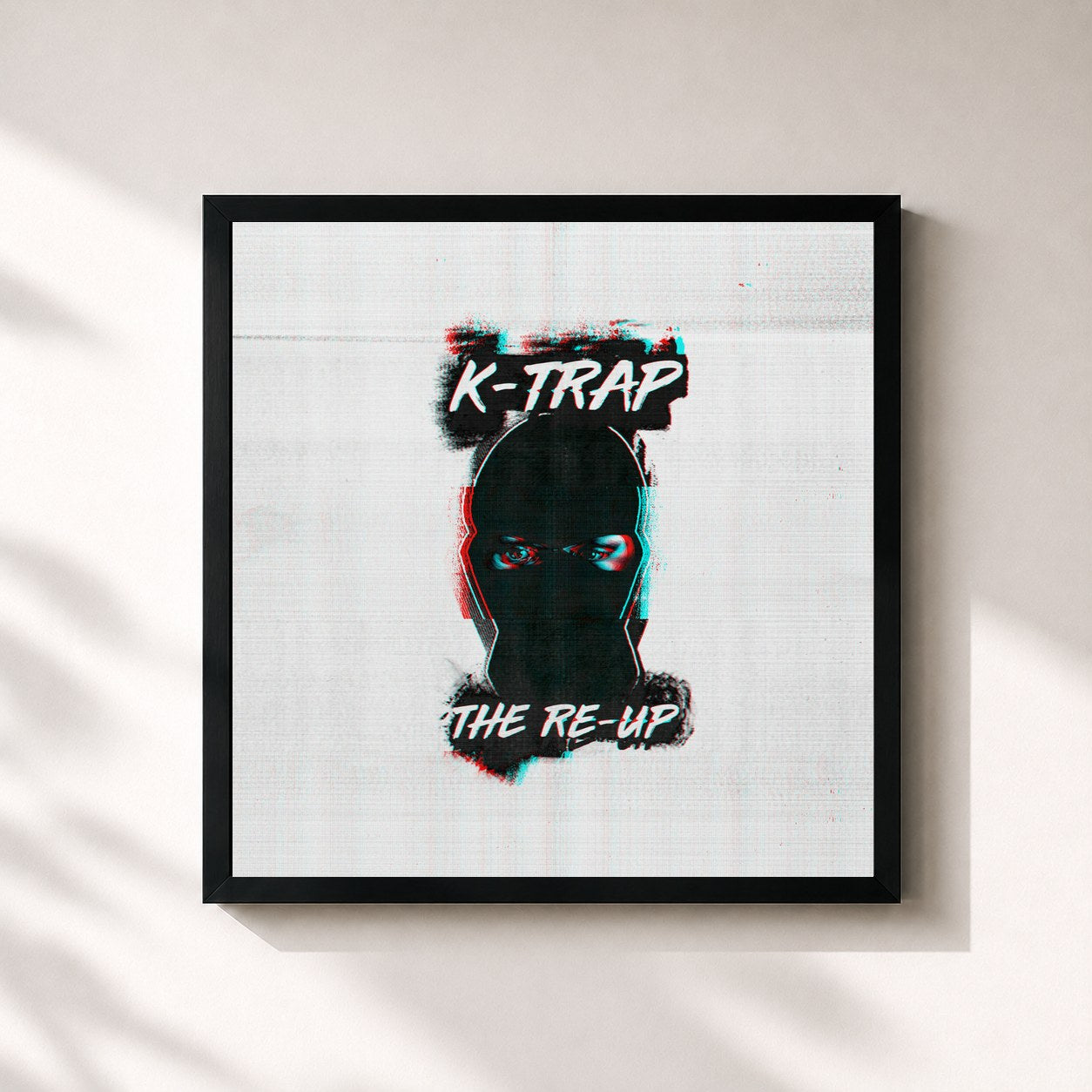 #noir Tableau carré de l'album The Re-Up de K-Trap, cadre noir 32x32 cm