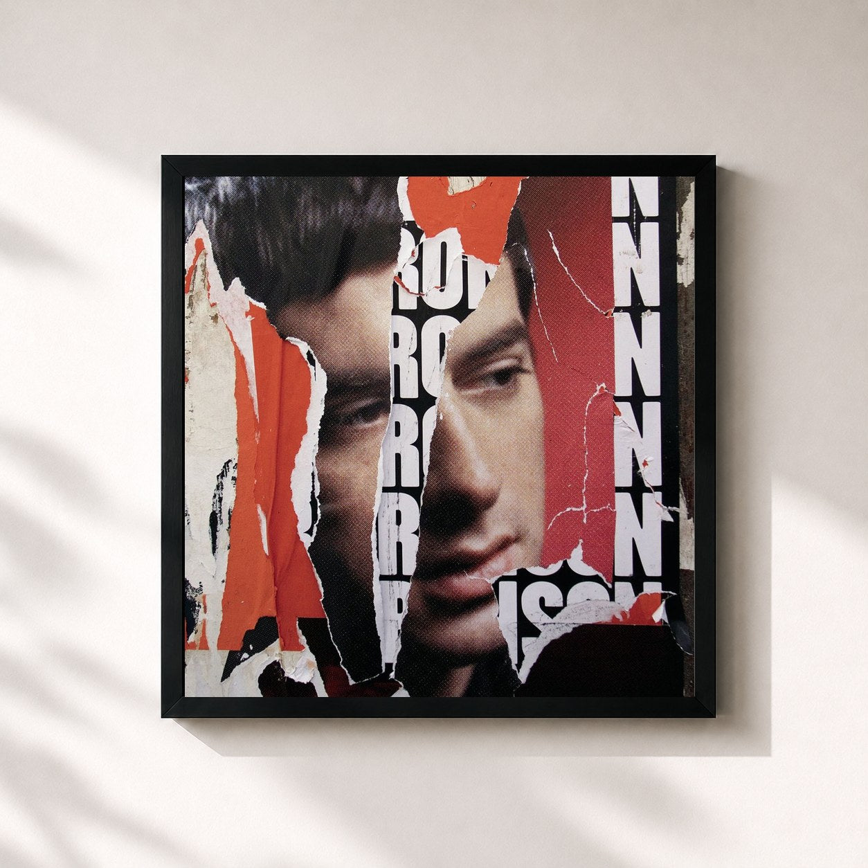 #noir Tableau carré de l'album Version Digital Edition de Mark Ronson, cadre noir 32x32 cm