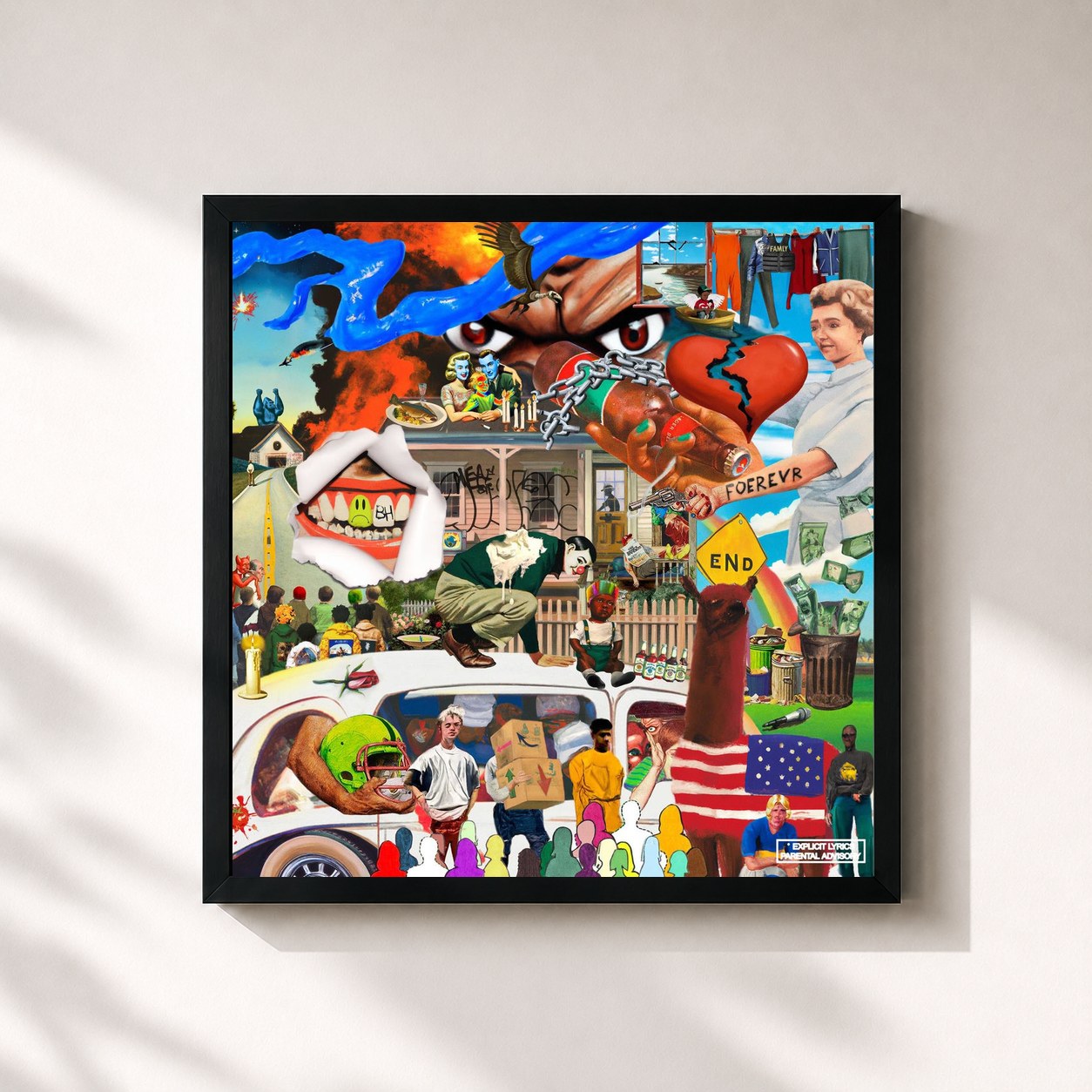 #noir Tableau carré de l'album The Family de BROCKHAMPTON, cadre noir 32x32 cm
