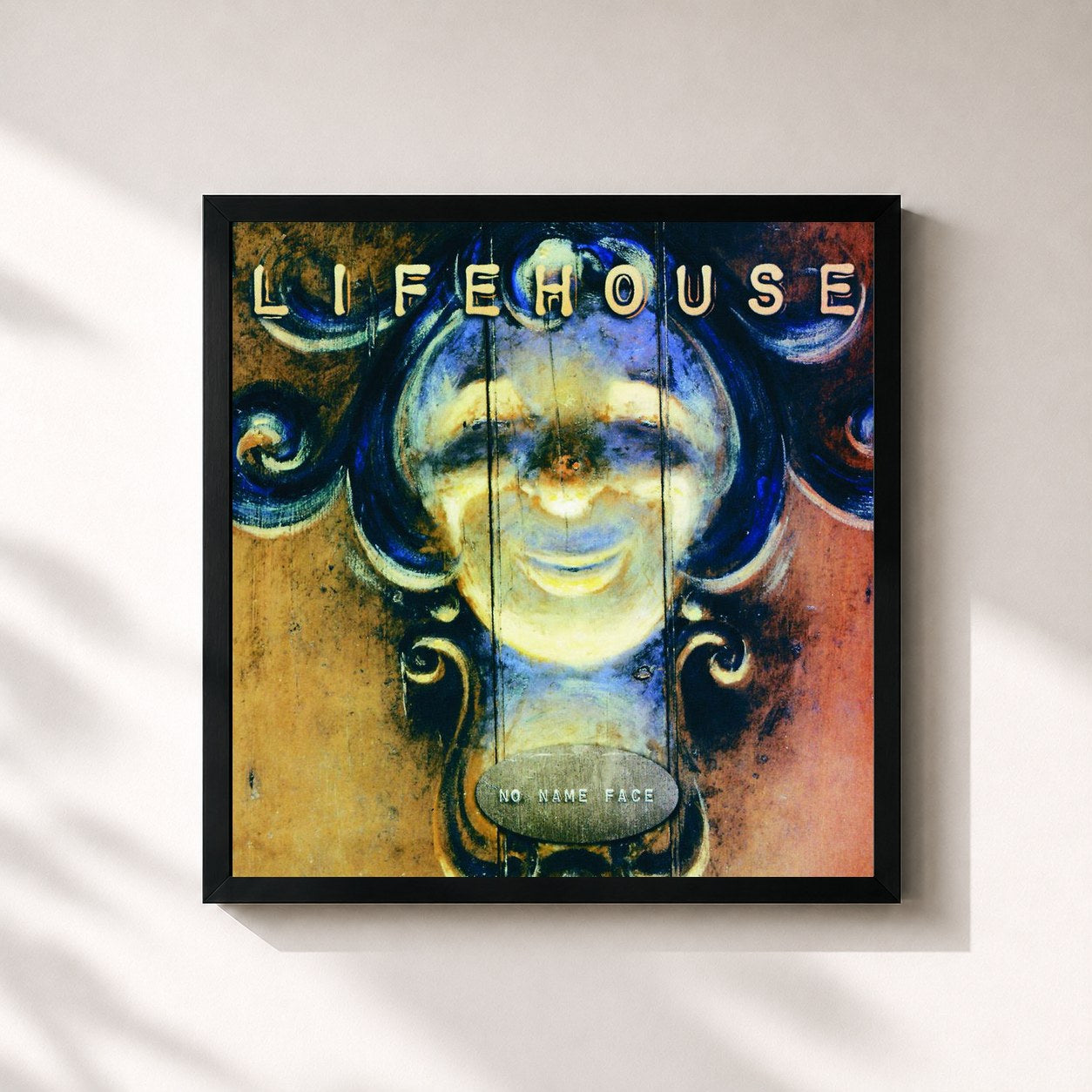 #noir Tableau carré de l'album No Name Face de Lifehouse, cadre noir 32x32 cm
