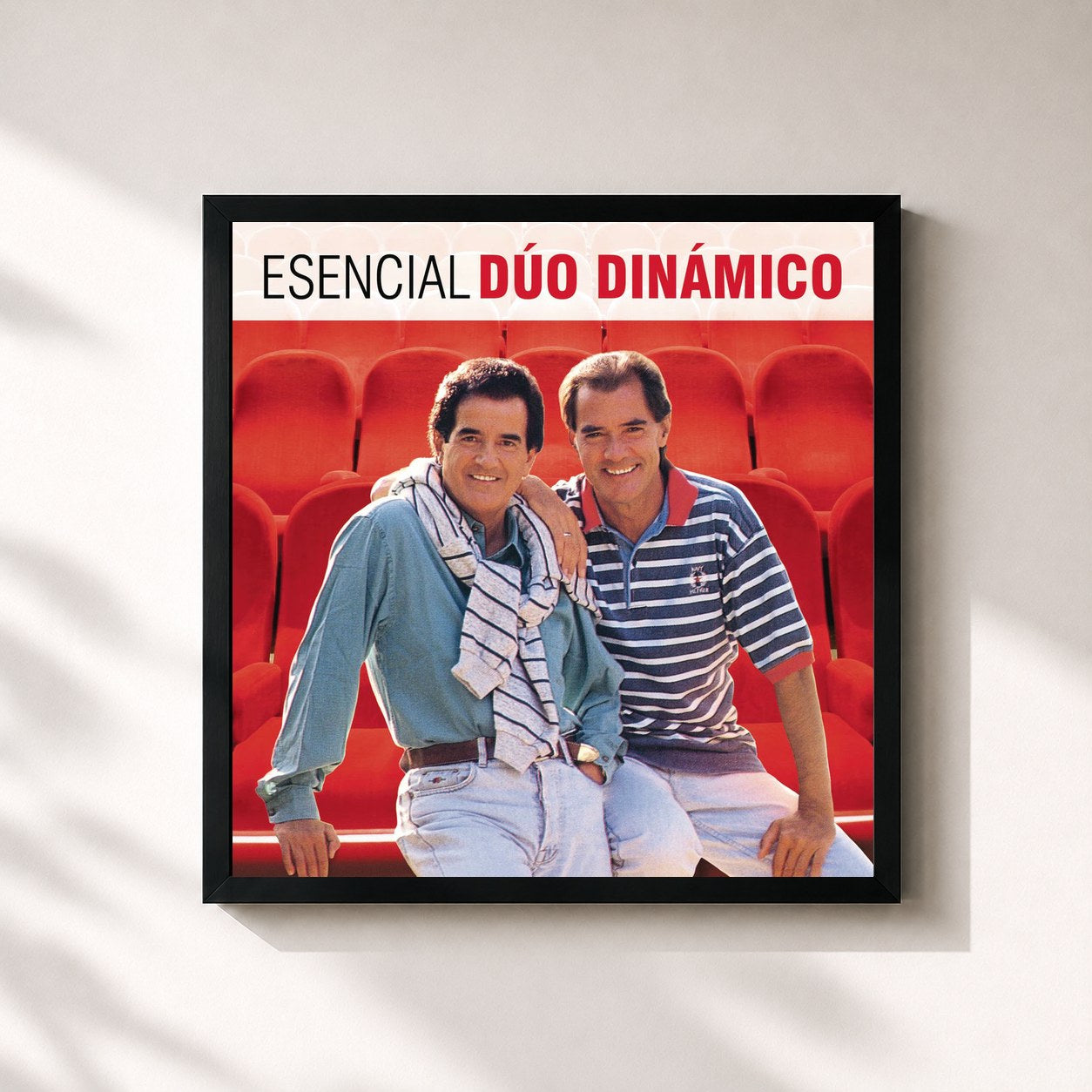 #noir Tableau carré de l'album Esencial Duo Dinamico de Duo Dinamico, cadre noir 32x32 cm