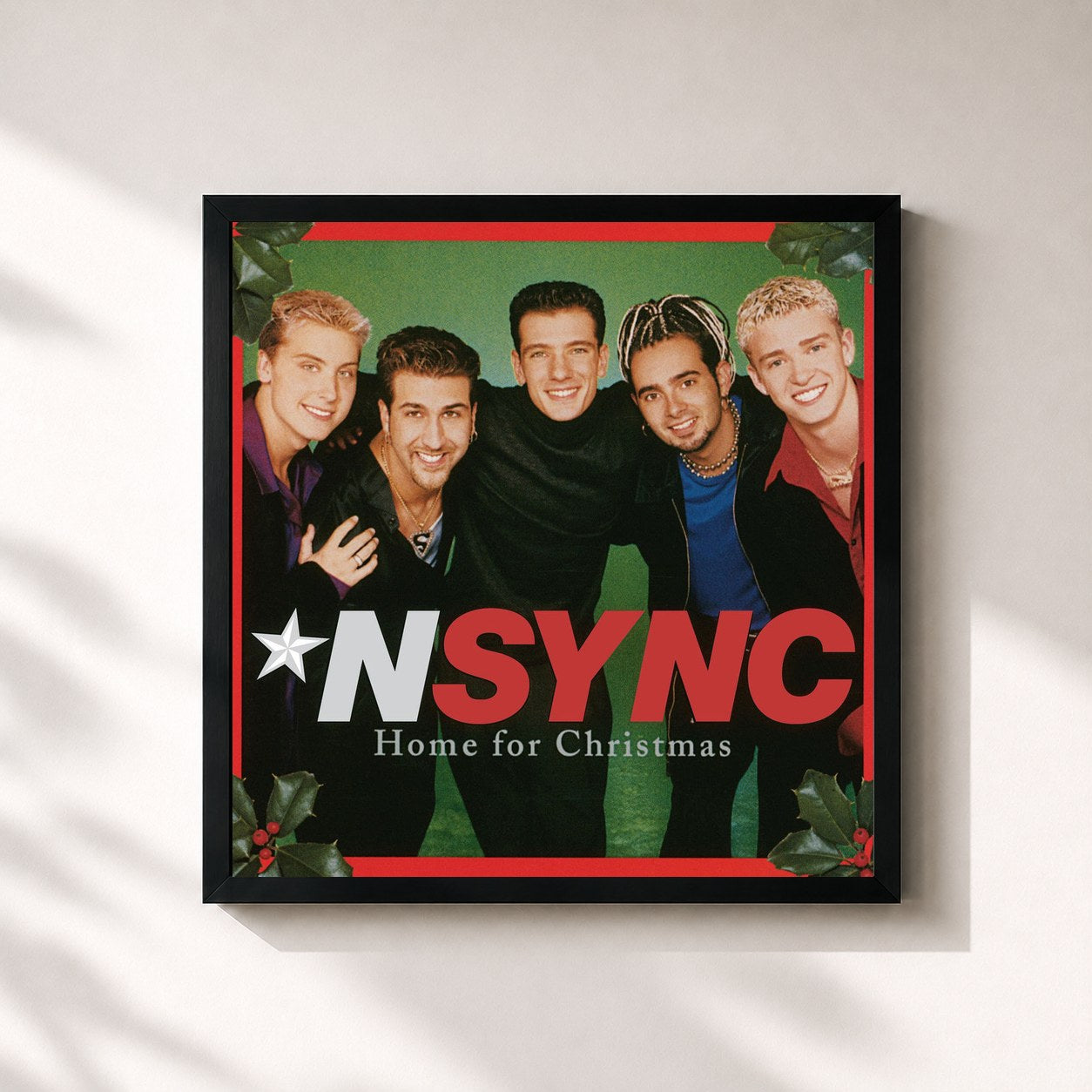 #noir Tableau carré de l'album Home For Christmas (Deluxe Version) de *NSYNC, cadre noir 32x32 cm