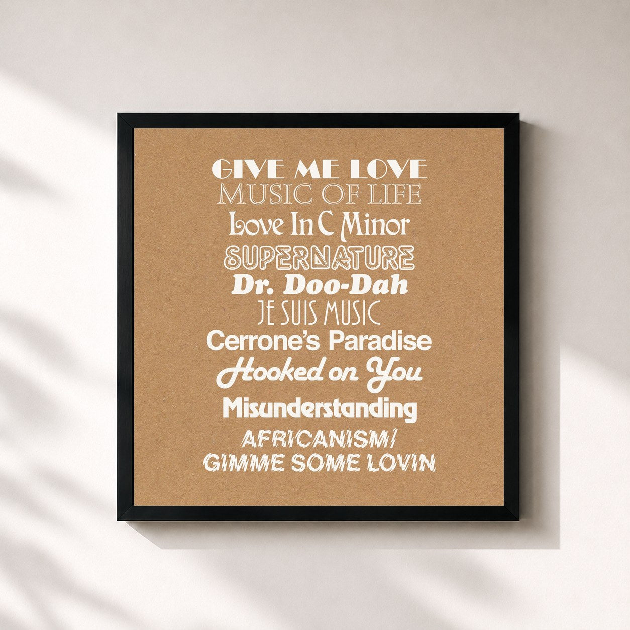 #noir Tableau carré de l'album Give Me Remixes de Cerrone, cadre noir 32x32 cm