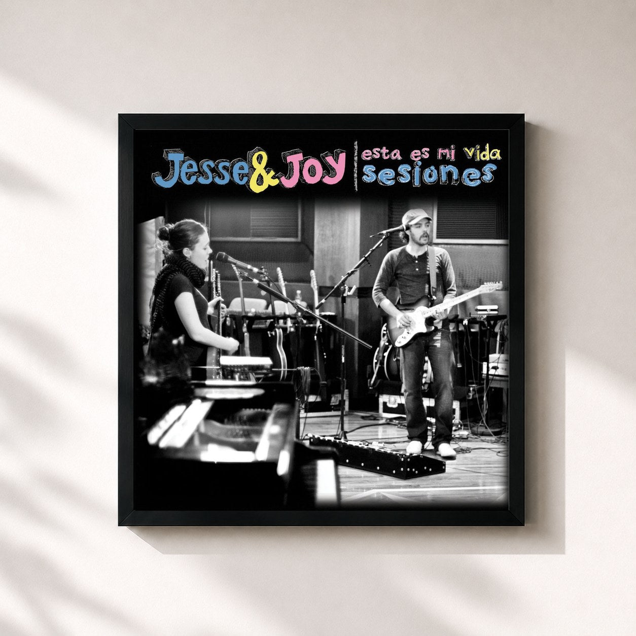 #noir Tableau carré de l'album Esta Es Mi Vida [Sesiones] de Jesse & Joy, cadre noir 32x32 cm