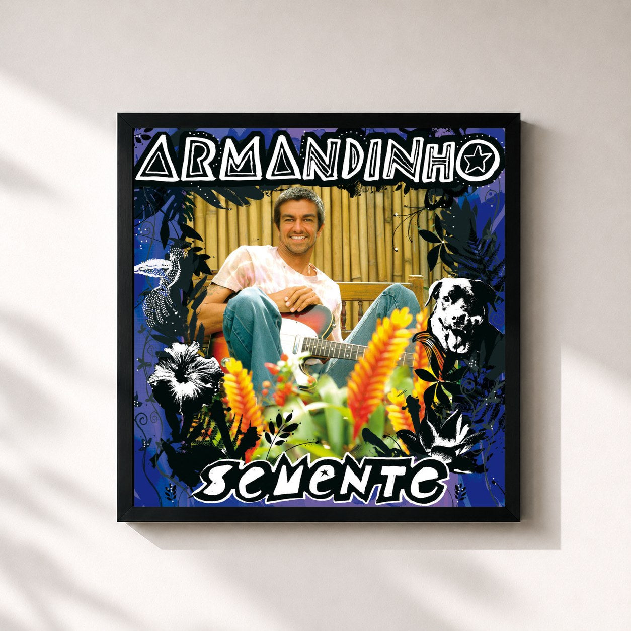 #noir Tableau carré de l'album Semente de Armandinho, cadre noir 32x32 cm