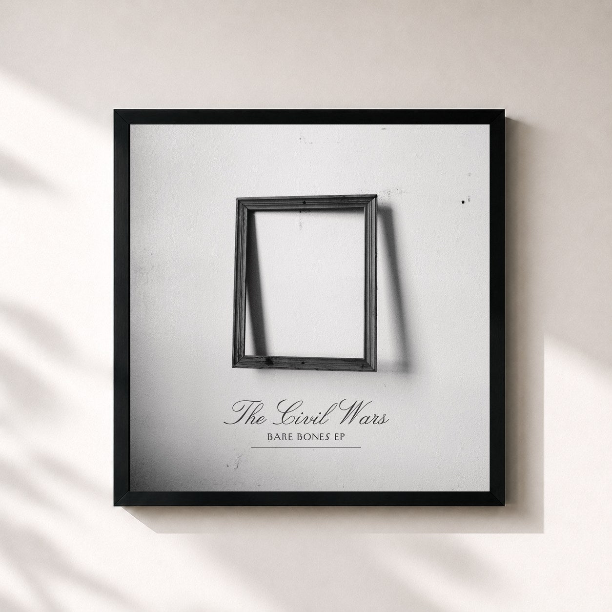 #noir Tableau carré de l'album Bare Bones EP de the Civil Wars, cadre noir 32x32 cm
