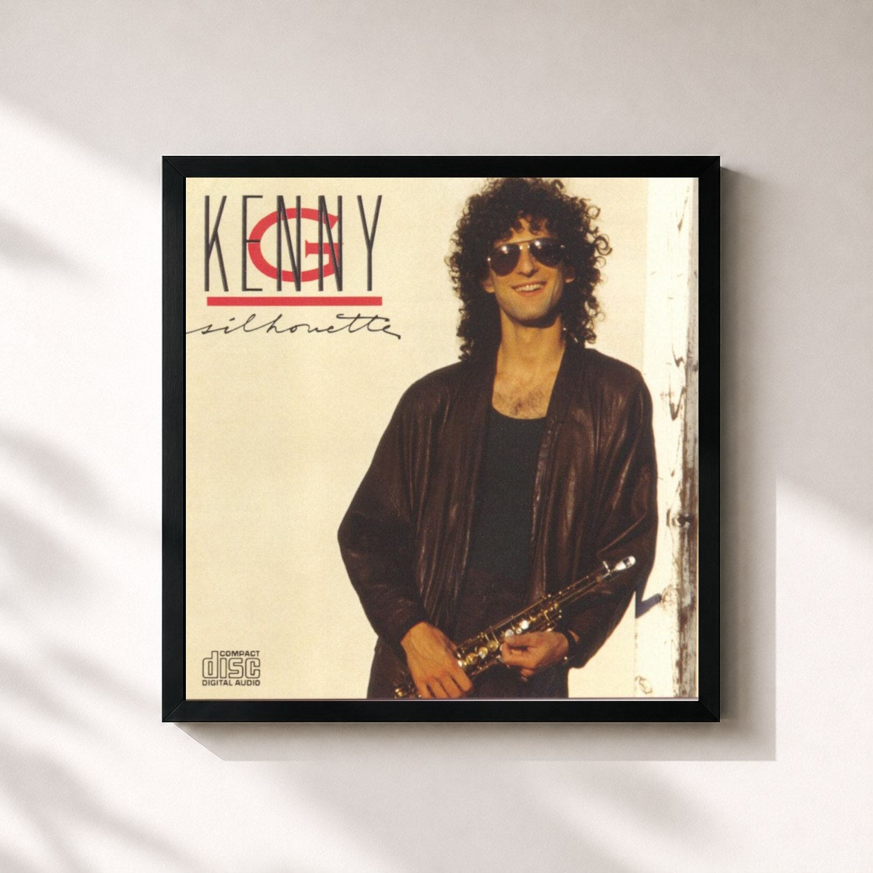 #noir Tableau carré de l'album Silhouette de Kenny G, cadre noir 32x32 cm