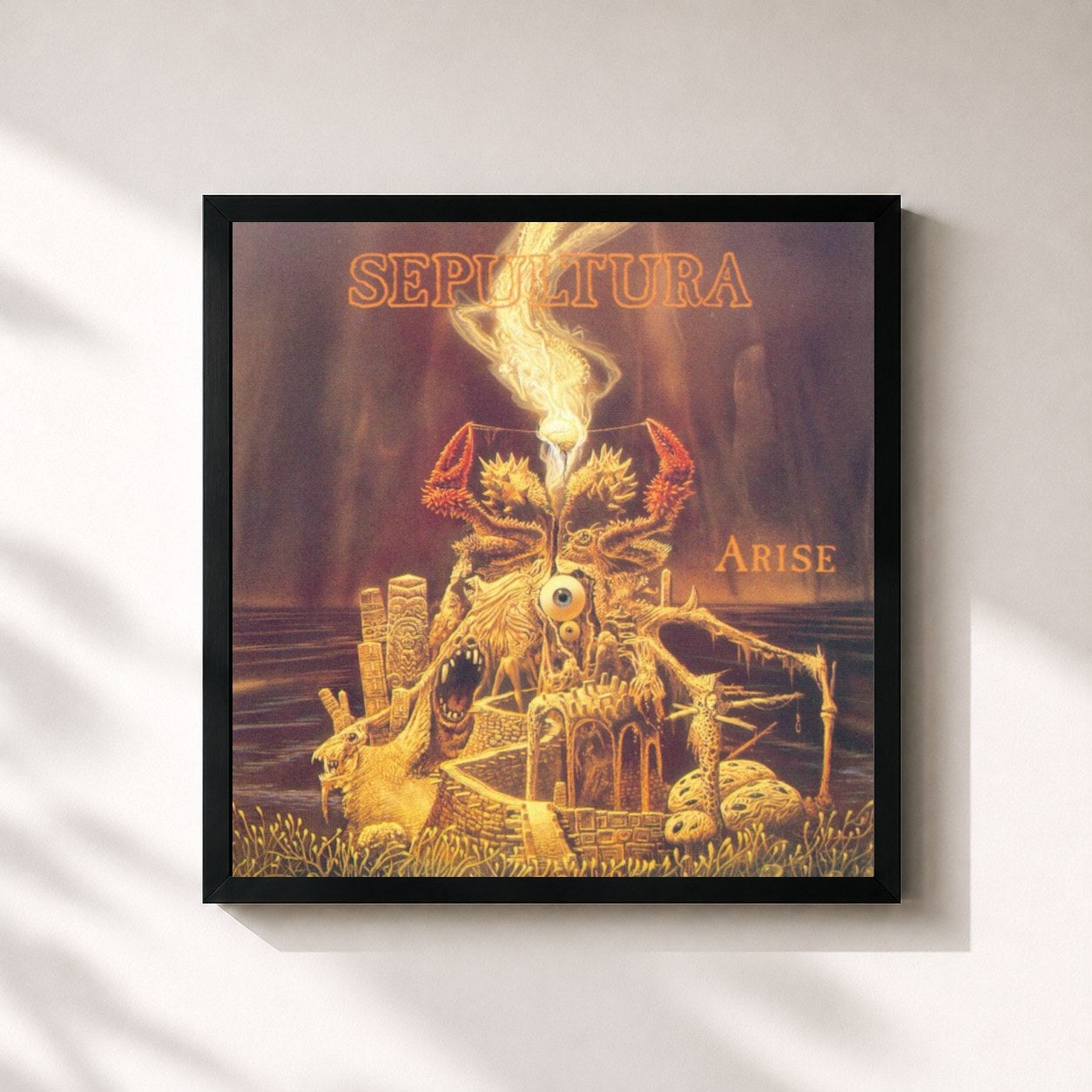 #noir Tableau carré de l'album Arise de Sepultura, cadre noir 32x32 cm