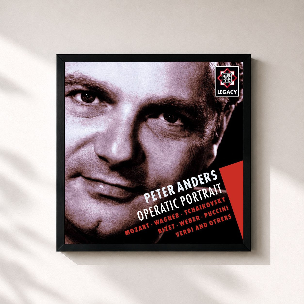 #noir Tableau carré de l'album Operatic Portrait - Telefunken Legacy de Peter Andre, cadre noir 32x32 cm