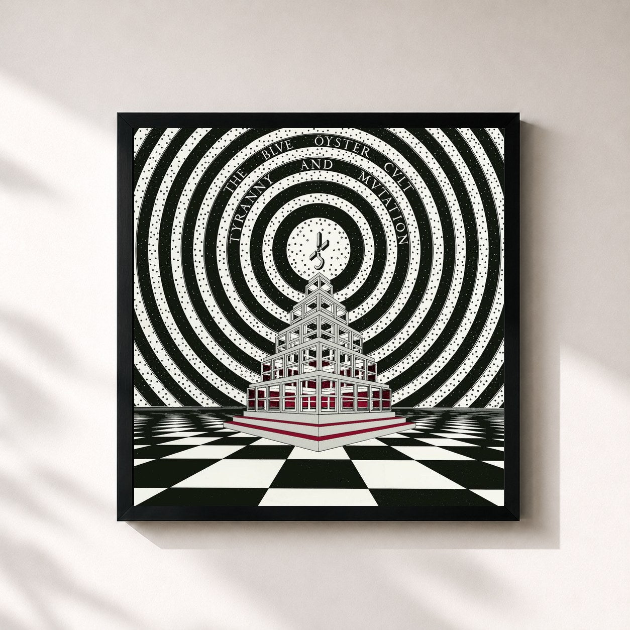 #noir Tableau carré de l'album Tyranny And Mutation de Blue Öyster Cult, cadre noir 32x32 cm
