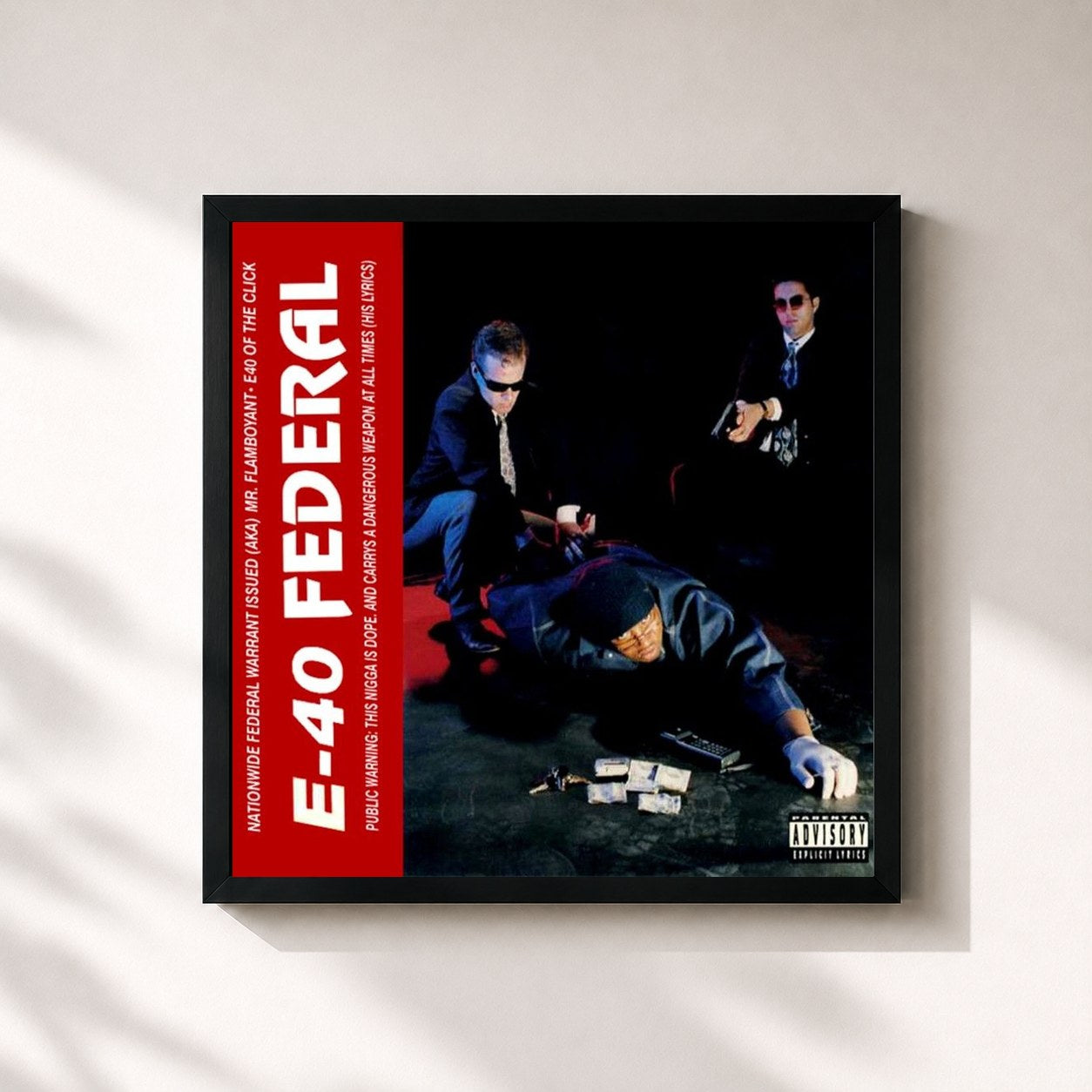 #noir Tableau carré de l'album Federal (Original Master Peace) de E-40, cadre noir 32x32 cm