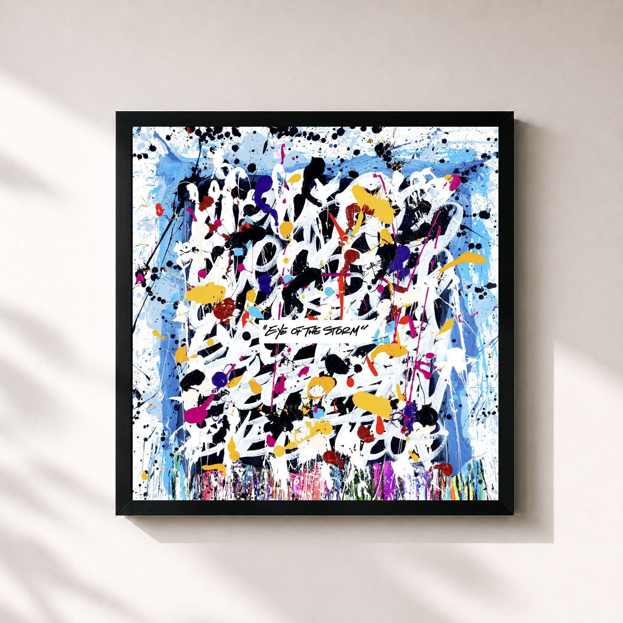 #noir Tableau carré de l'album Eye of the Storm de ONE OK ROCK, cadre noir 32x32 cm