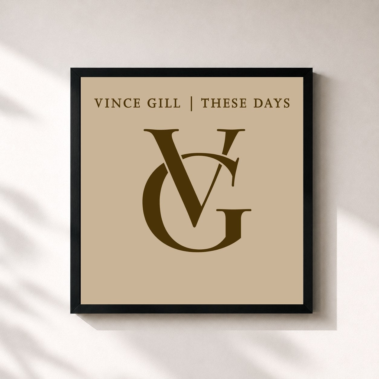 #noir Tableau carré de l'album These Days de Vince Gill, cadre noir 32x32 cm