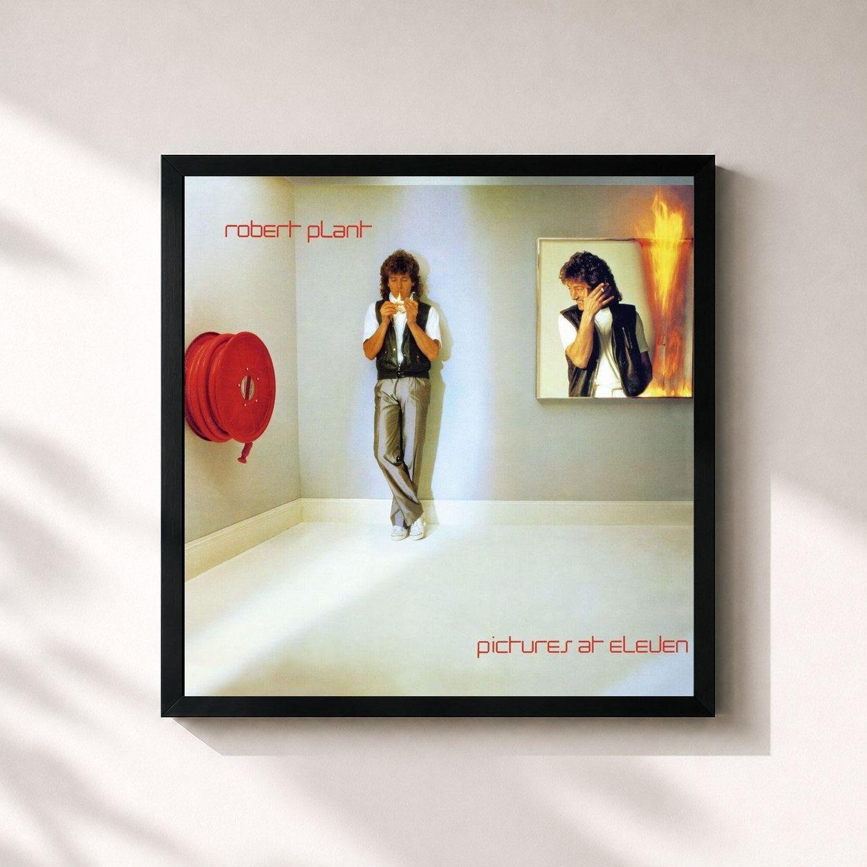 #noir Tableau carré de l'album Pictures at Eleven de Robert Plant, cadre noir 32x32 cm