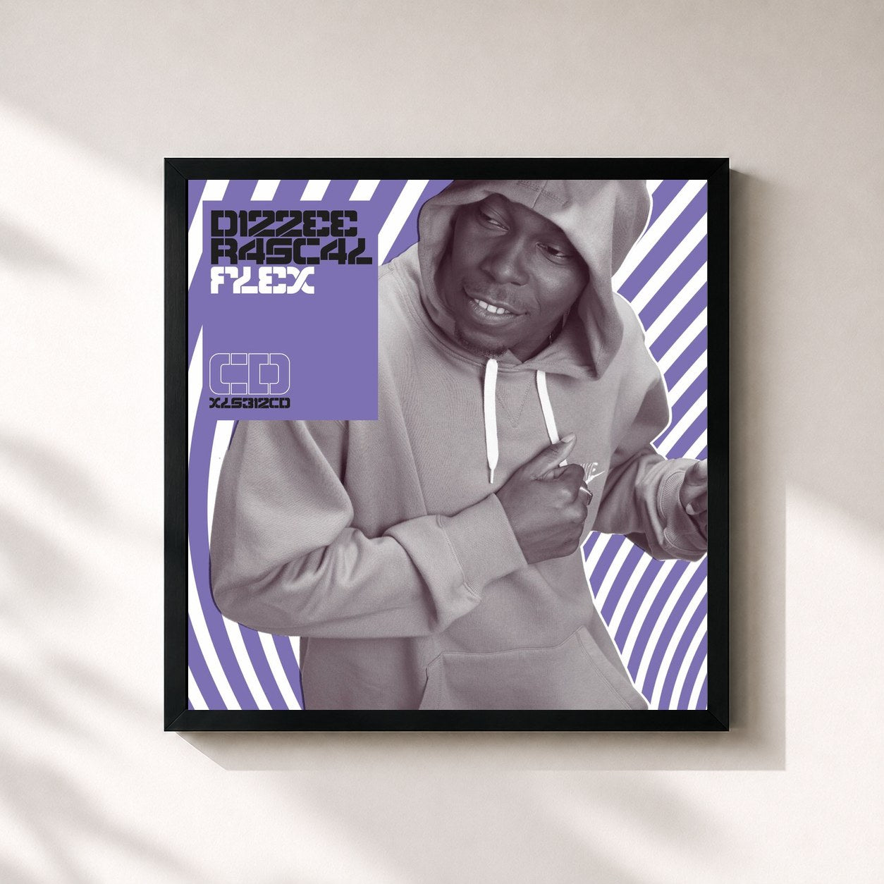 #noir Tableau carré de l'album Flex de Dizzee Rascal, cadre noir 32x32 cm