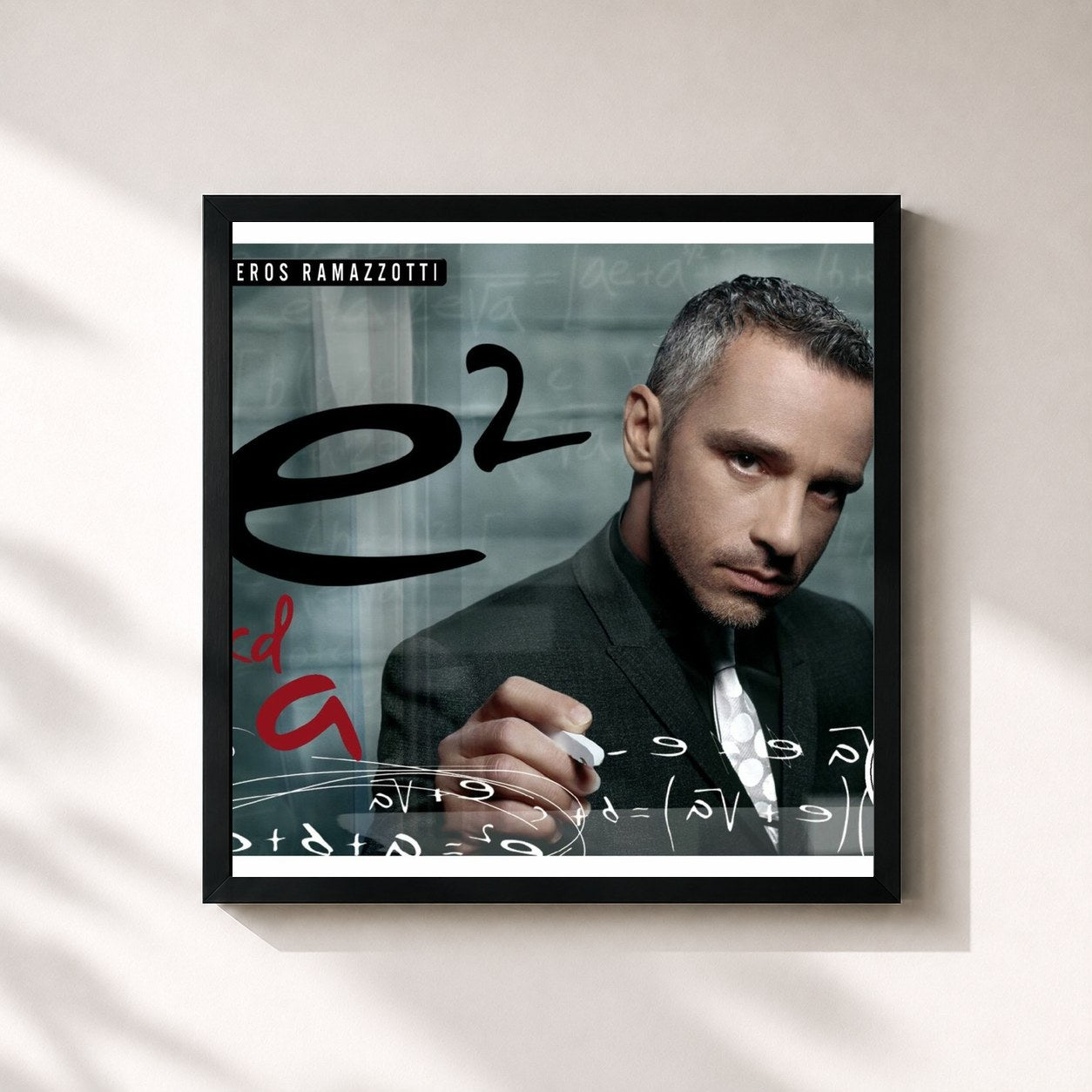 #noir Tableau carré de l'album e2 (vol.1) de Eros Ramazzotti, cadre noir 32x32 cm