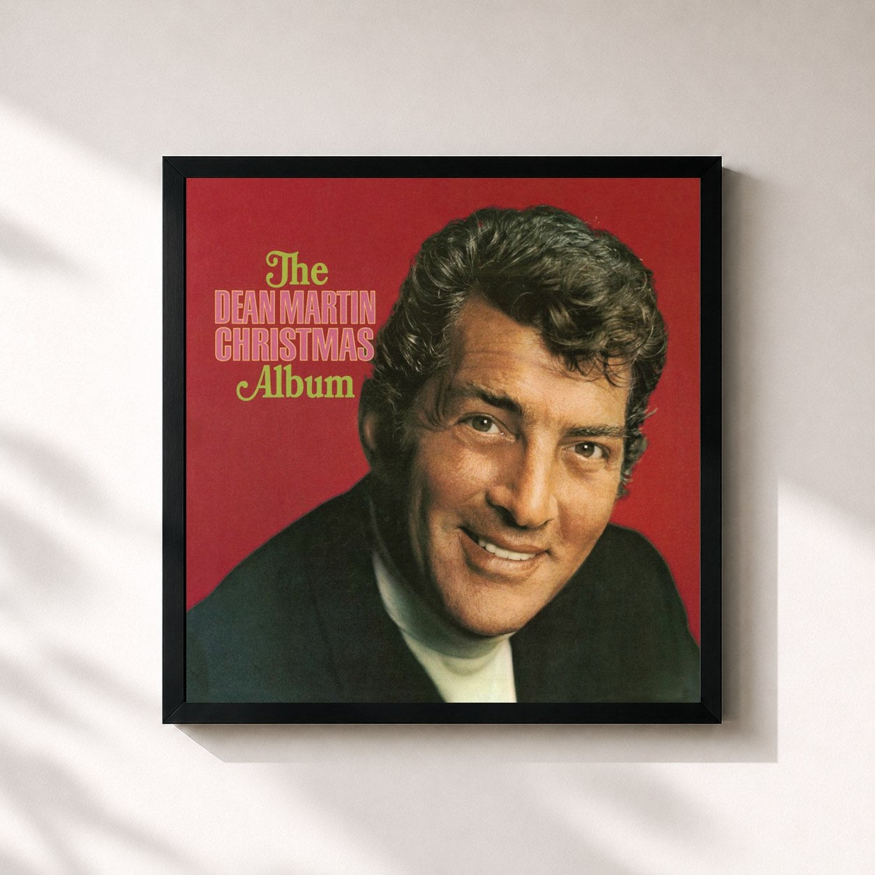 #noir Tableau carré de l'album The Dean Martin Christmas Album de Dean Martin, cadre noir 32x32 cm
