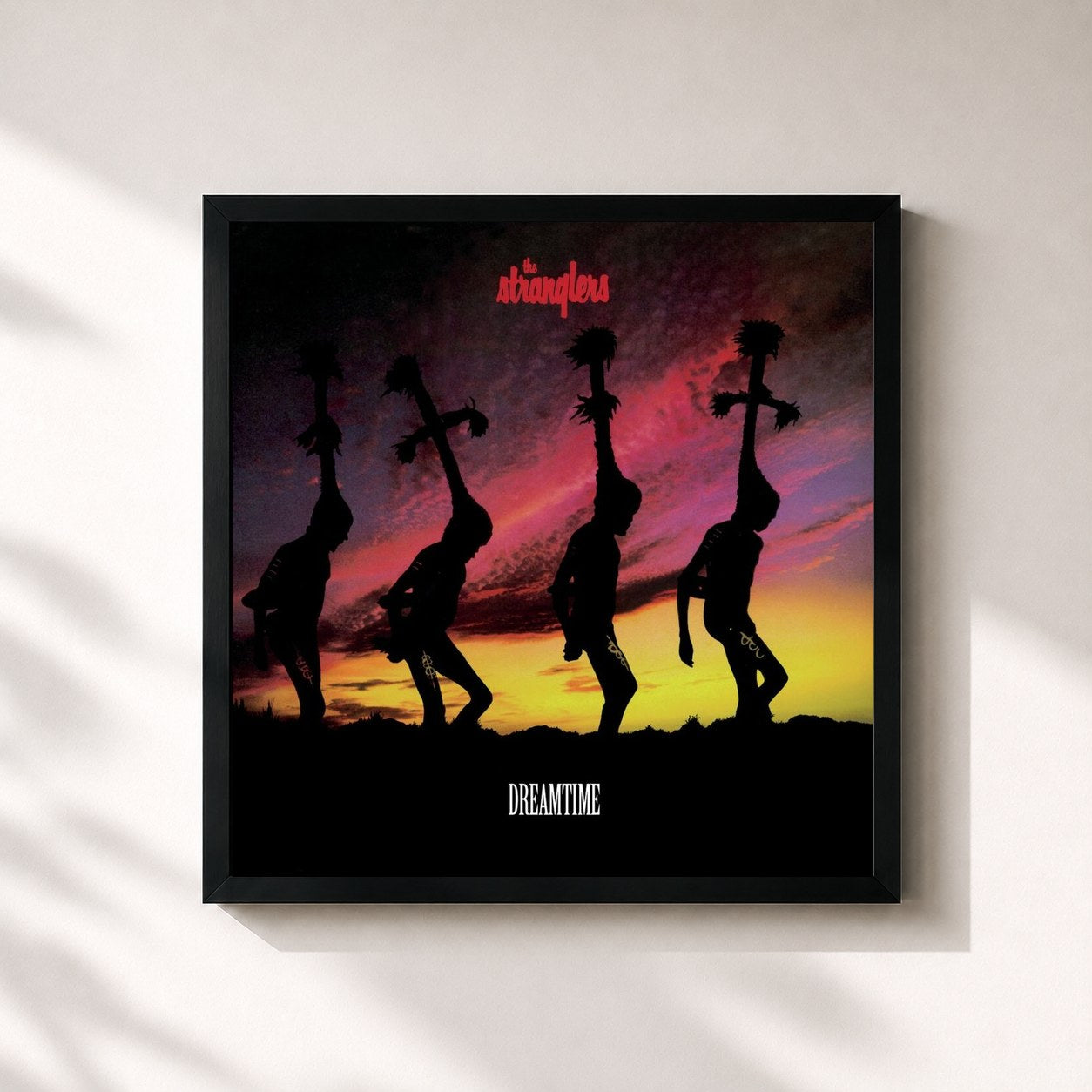 #noir Tableau carré de l'album Dreamtime de The Stranglers, cadre noir 32x32 cm
