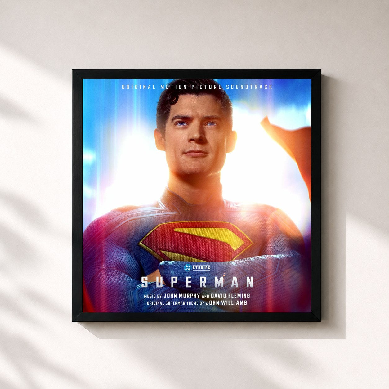 #noir Tableau carré de l'album Superman (Original Motion Picture Soundtrack) de John Murphy, cadre noir 32x32 cm