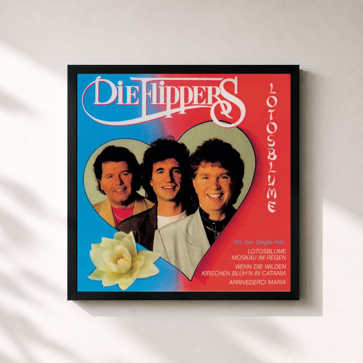 #noir Tableau carré de l'album Lotosblume de Die Flippers, cadre noir 32x32 cm