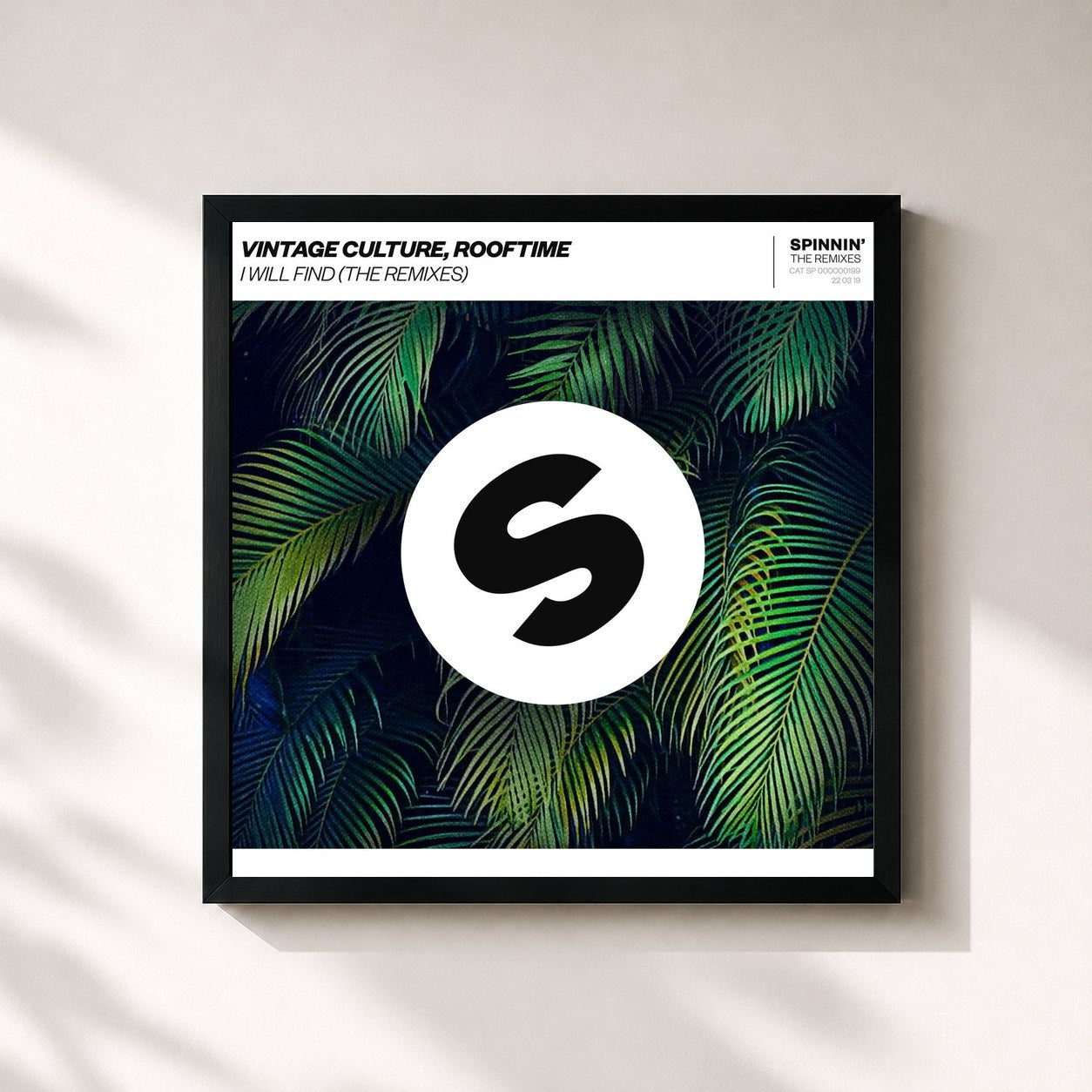 #noir Tableau carré de l'album I Will Find (The Remixes) de Vintage Culture, cadre noir 32x32 cm