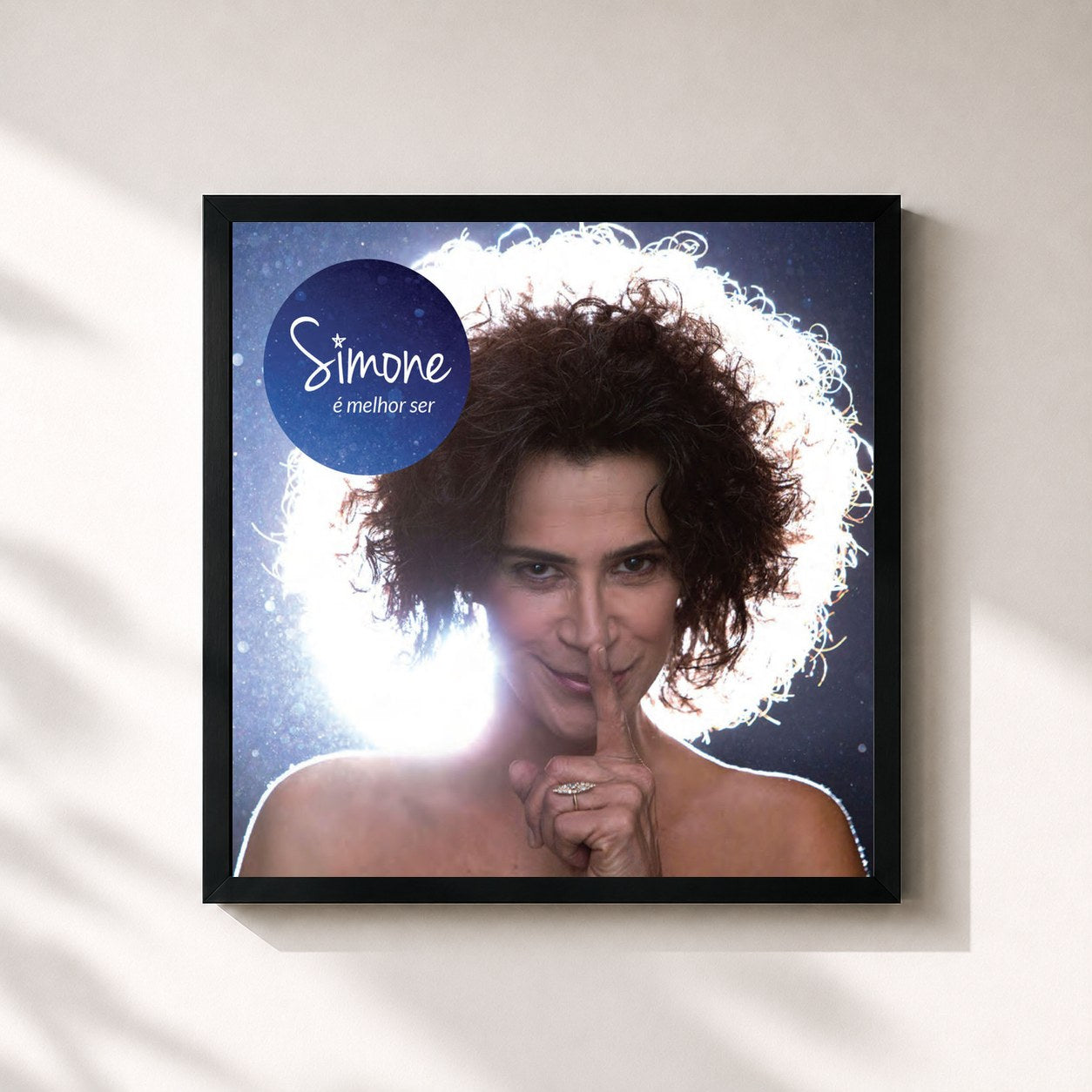 #noir Tableau carré de l'album É Melhor Ser de Simone, cadre noir 32x32 cm