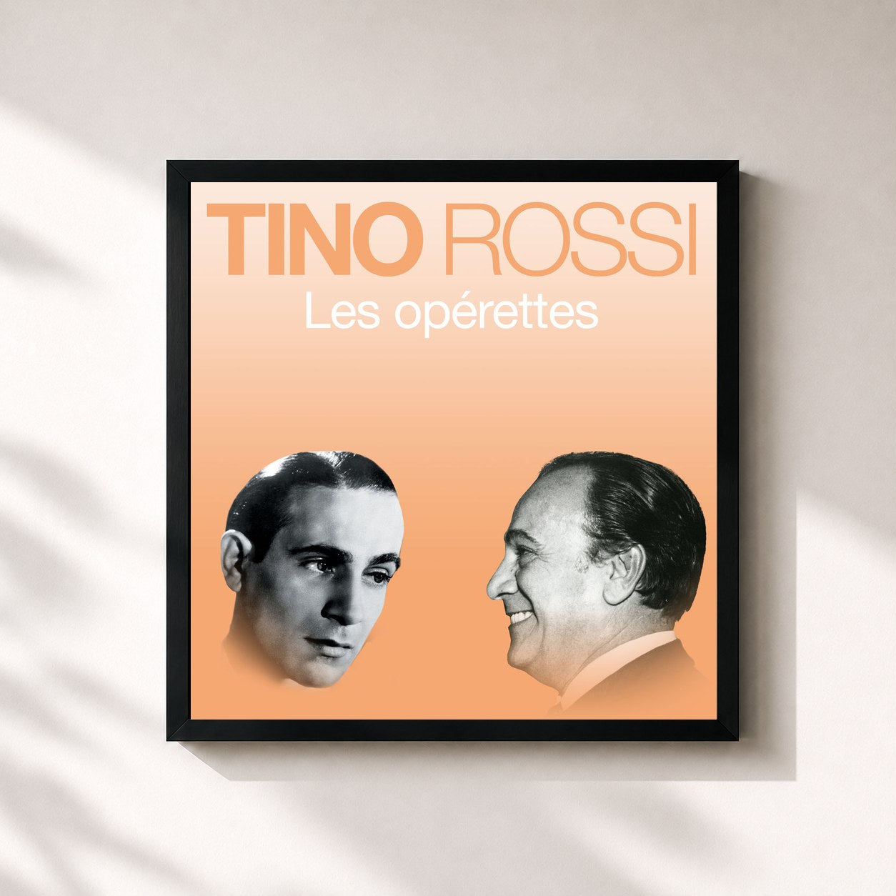 #noir Tableau carré de l'album Les opérettes de Tino Rossi, cadre noir 32x32 cm