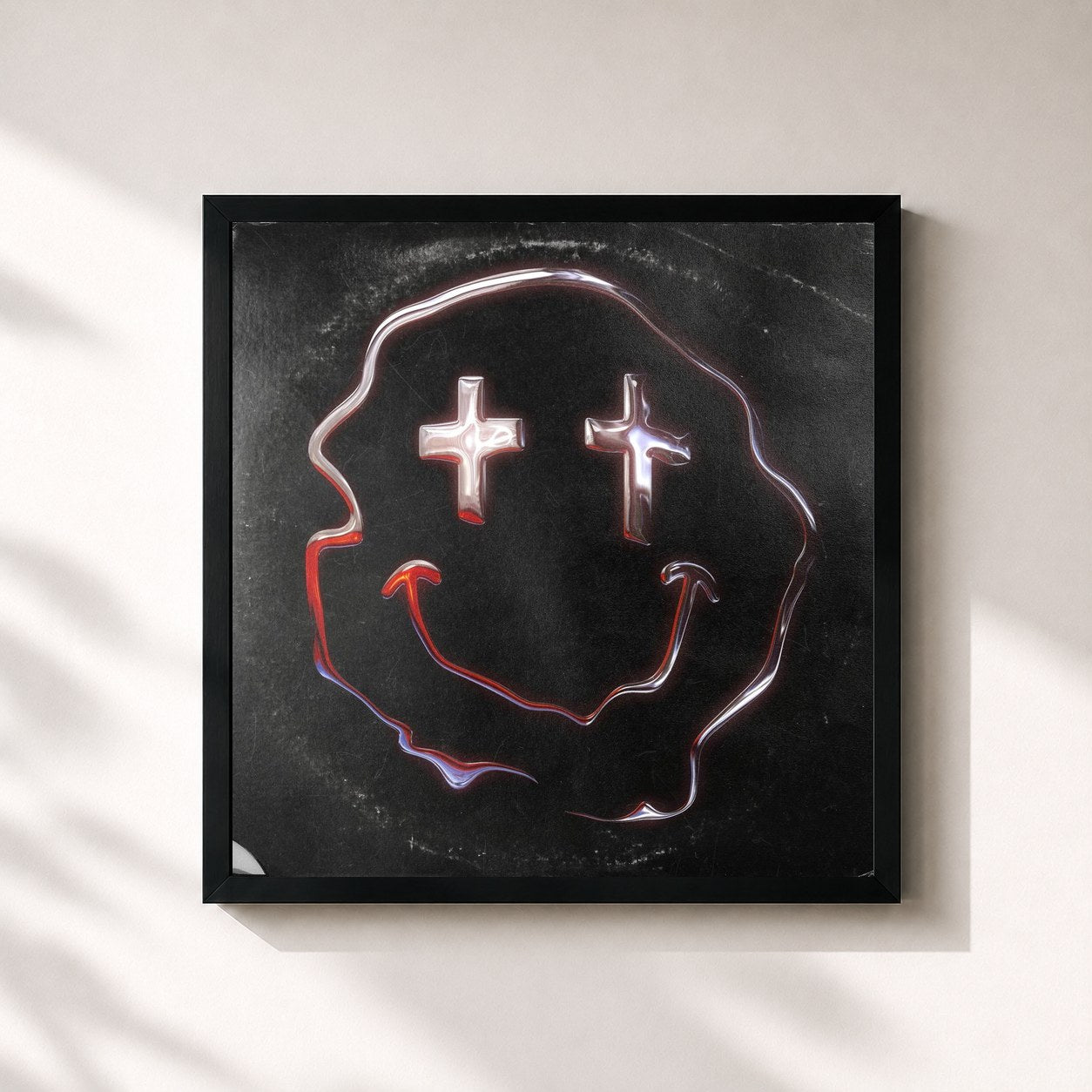 #noir Tableau carré de l'album MILLENNIUM BUG de PSICOLOGI, cadre noir 32x32 cm