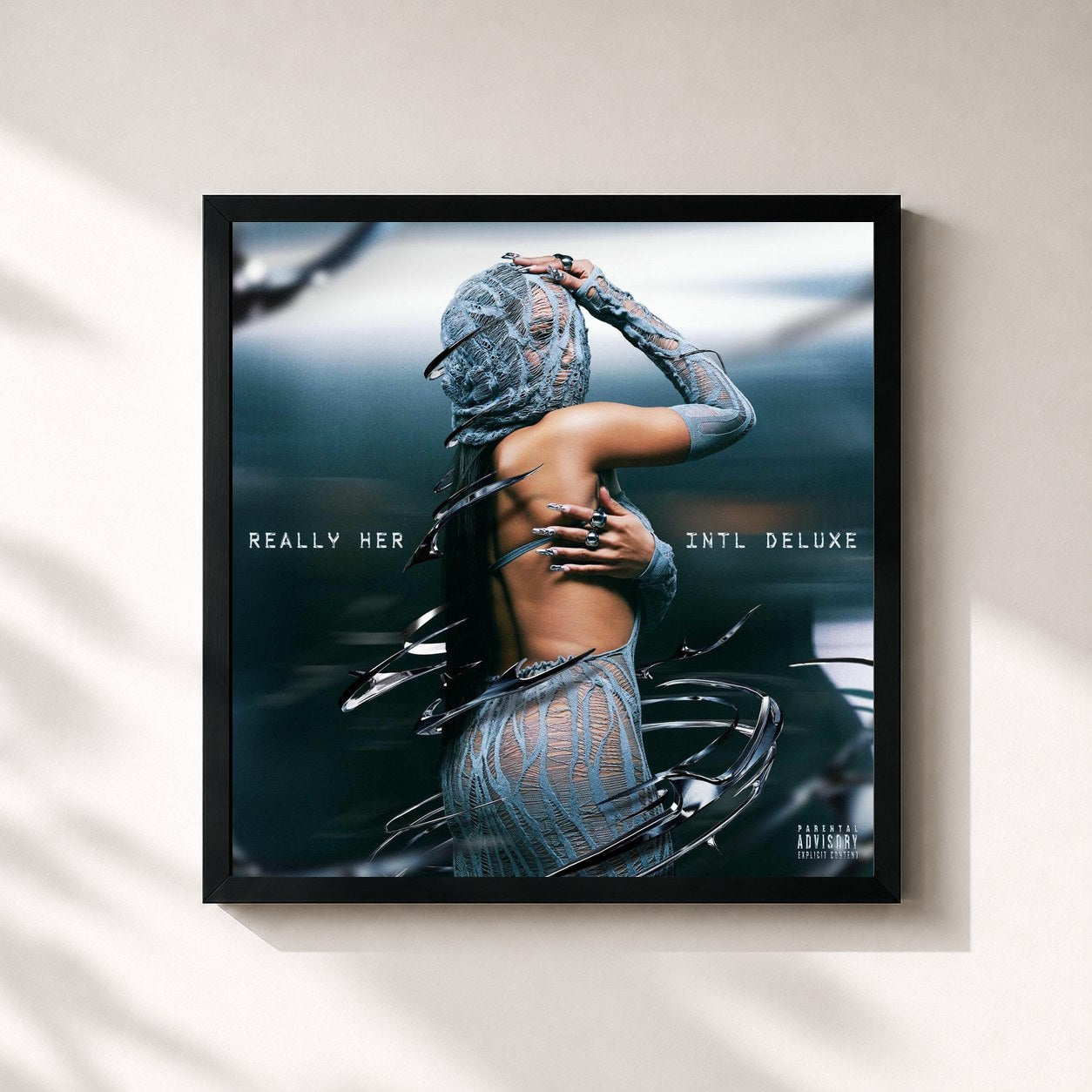 #noir Tableau carré de l'album REALLY HER (Intl Deluxe) de BIA, cadre noir 32x32 cm