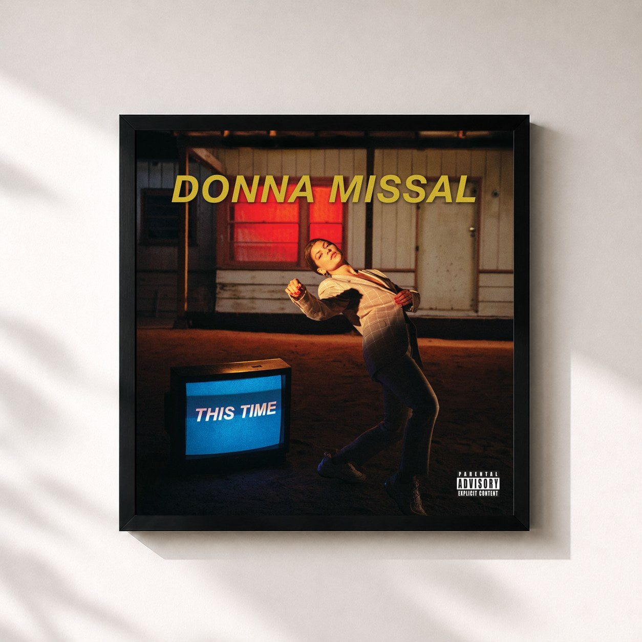 #noir Tableau carré de l'album This Time de Donna Missal, cadre noir 32x32 cm