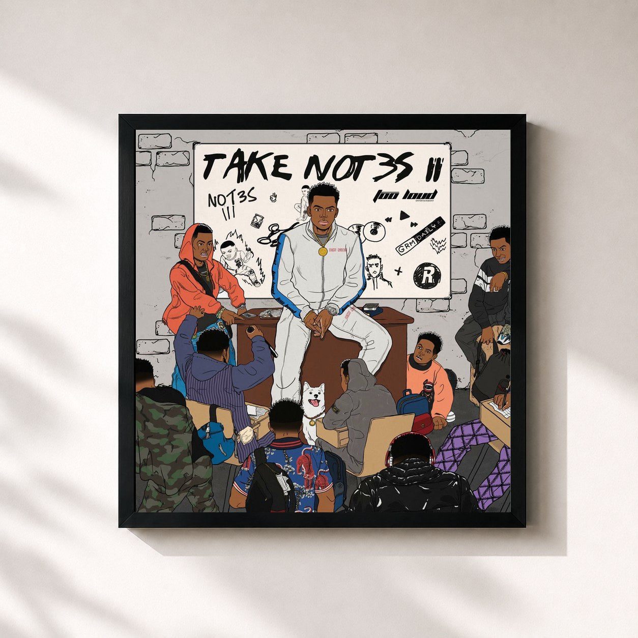 #noir Tableau carré de l'album Take Not3s II de Not3s, cadre noir 32x32 cm