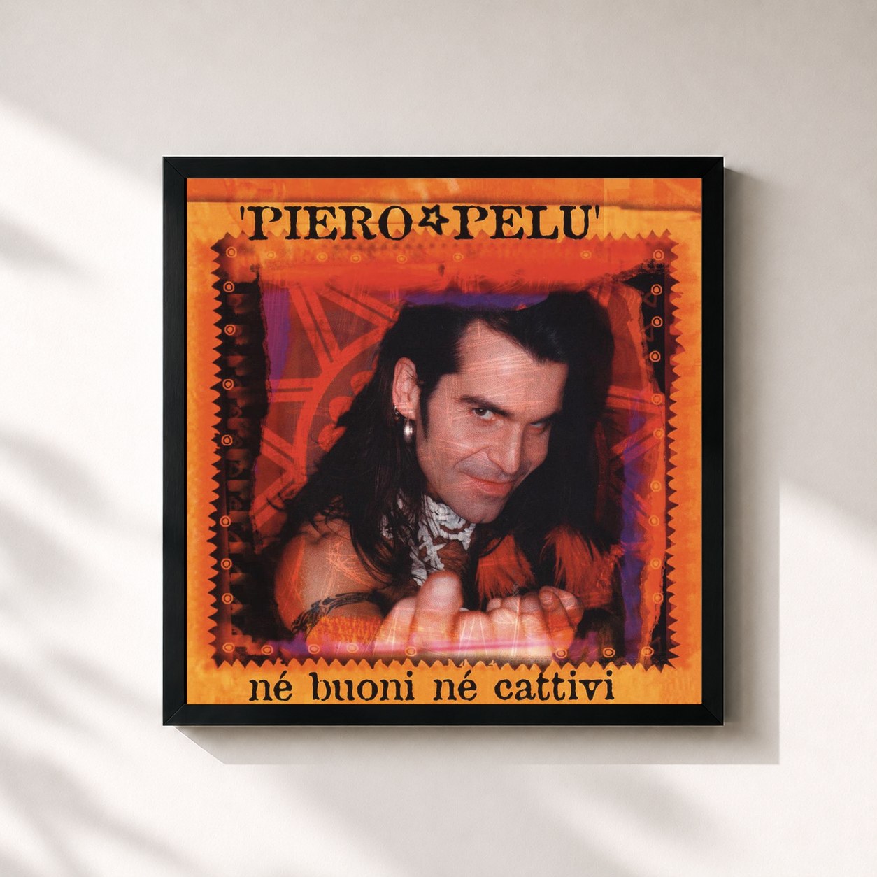 #noir Tableau carré de l'album Né buoni né cattivi de Piero Pelù, cadre noir 32x32 cm