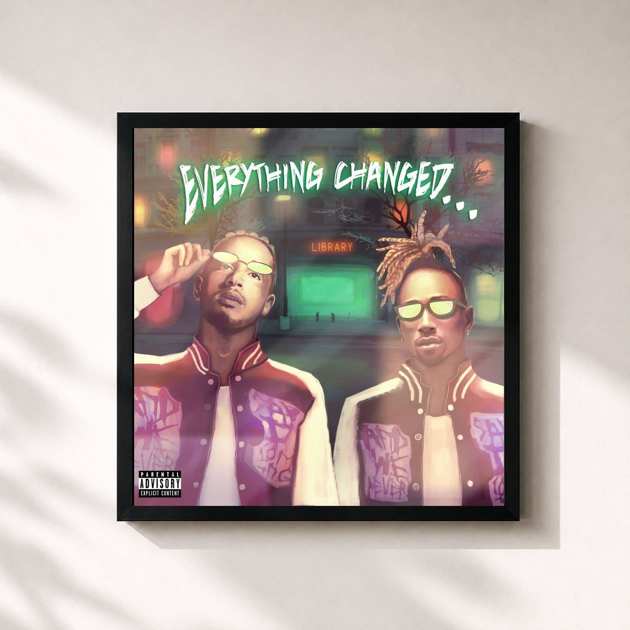 #noir Tableau carré de l'album Everything Changed… de Social House, cadre noir 32x32 cm