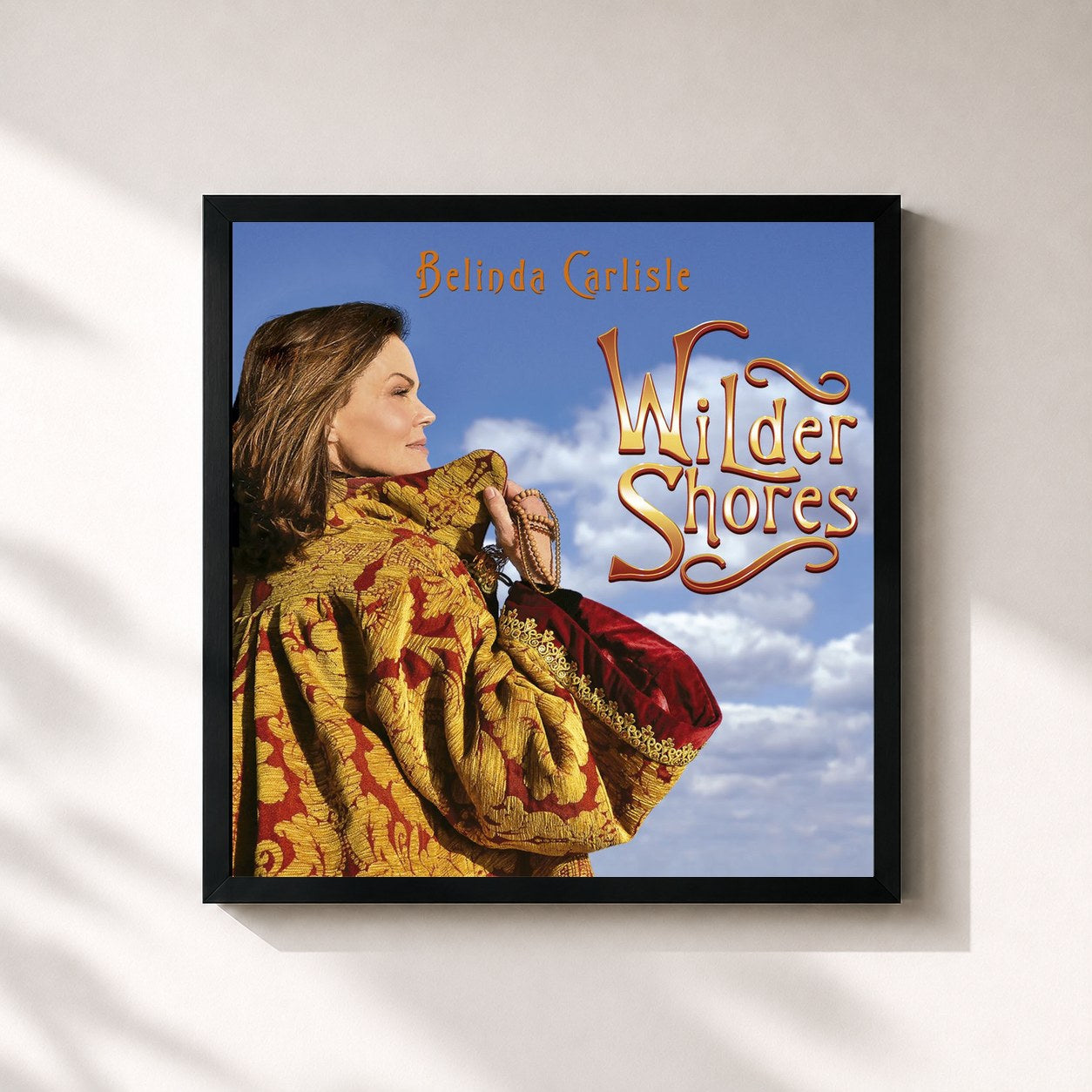 #noir Tableau carré de l'album Wilder Shores de Belinda Carlisle, cadre noir 32x32 cm