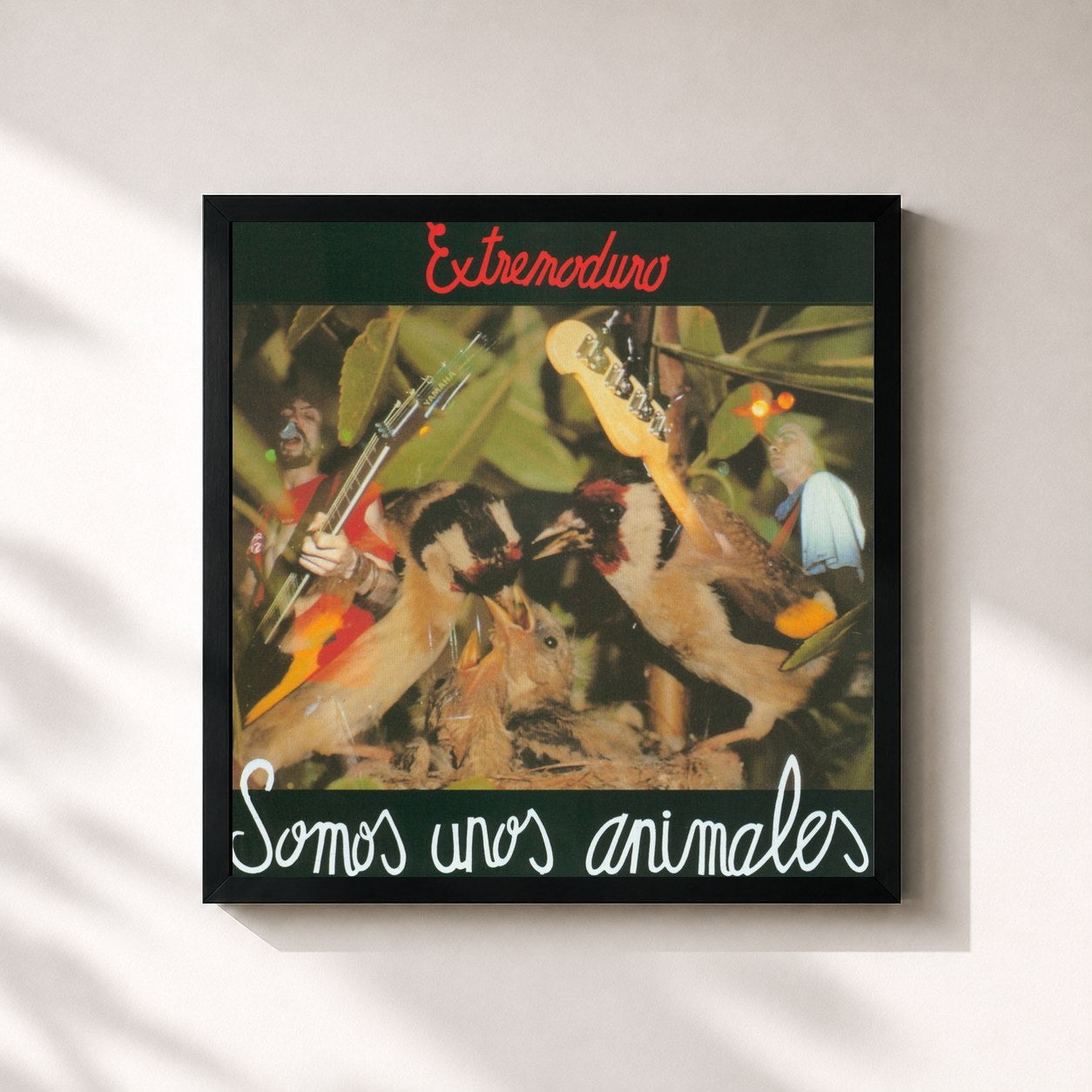 #noir Tableau carré de l'album Somos Unos Animales de Extremoduro, cadre noir 32x32 cm