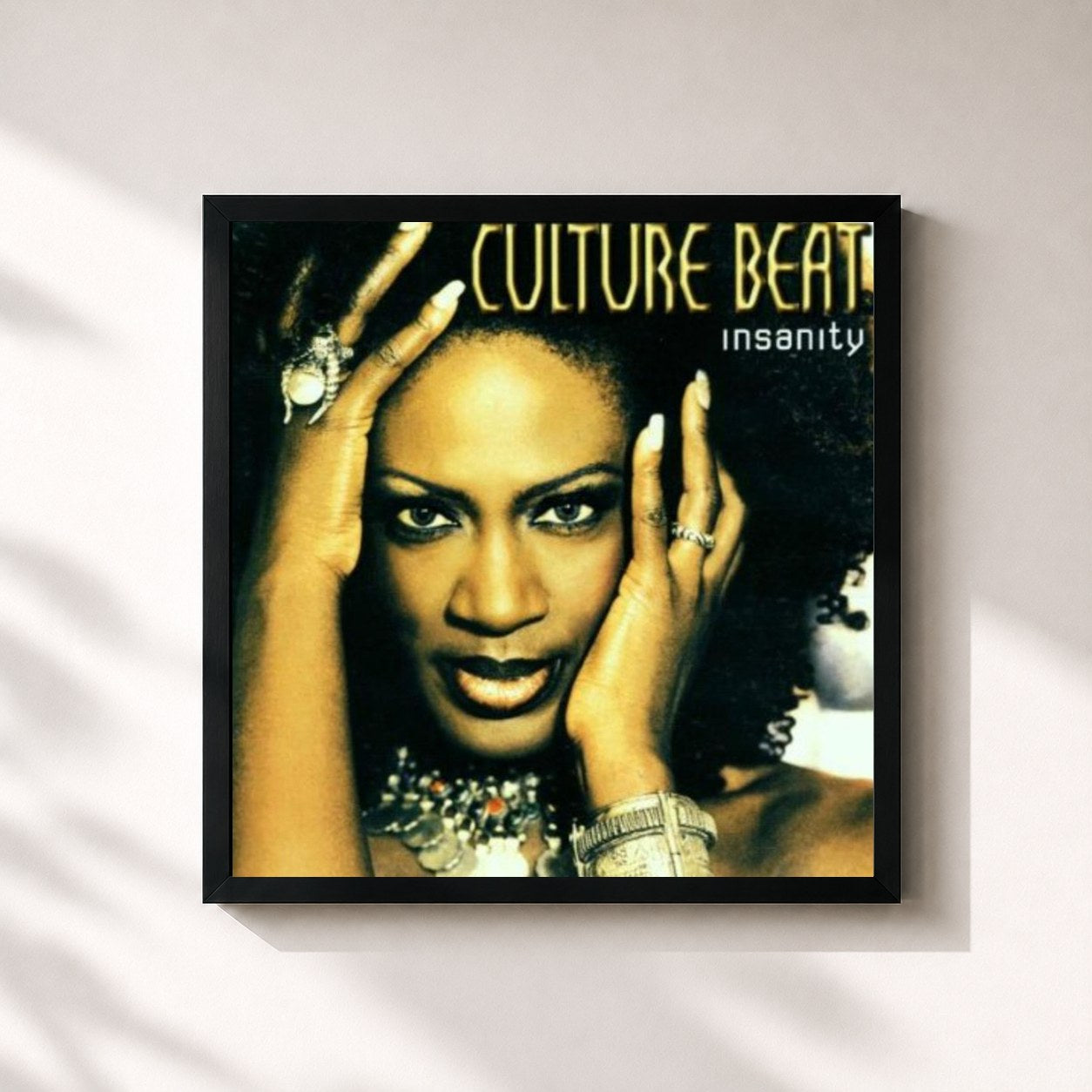 #noir Tableau carré de l'album Insanity de Culture Beat, cadre noir 32x32 cm