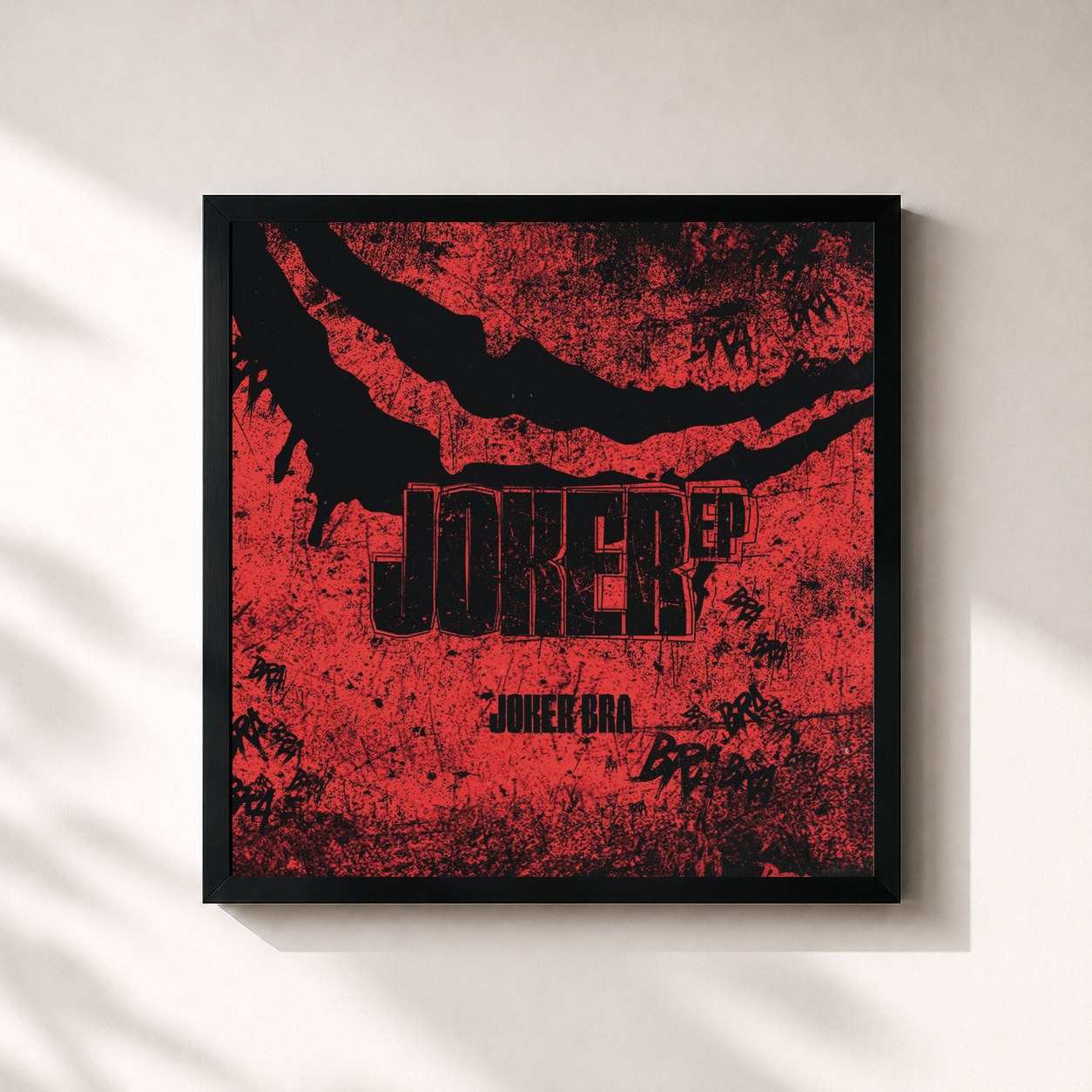#noir Tableau carré de l'album JOKER EP de Joker Bra, cadre noir 32x32 cm