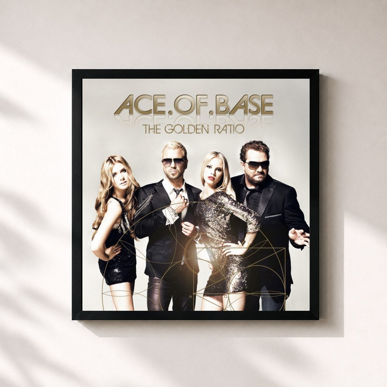 #noir Tableau carré de l'album The Golden Ratio de Ace of Base, cadre noir 32x32 cm